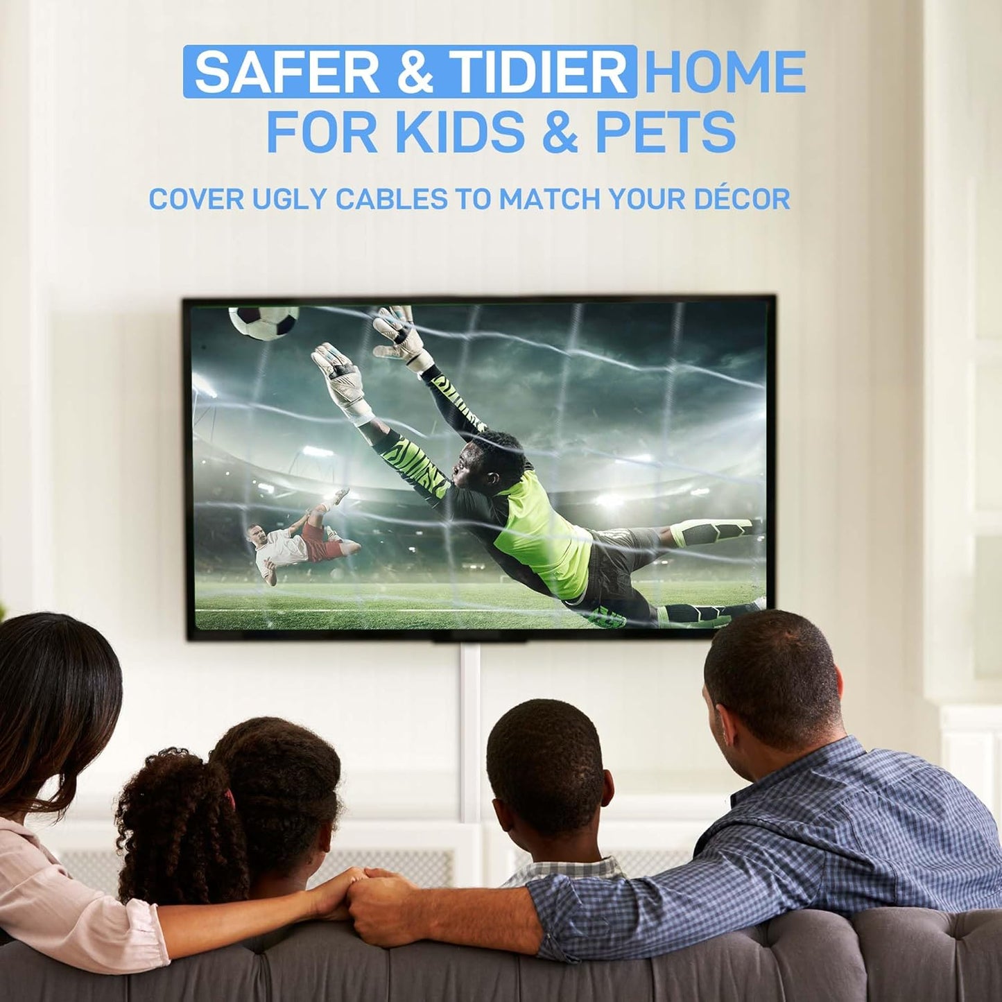 Large TV Cord Hider Wall, 94.5In Cord Covers for 3-4 Wires on Wall, Easy Set up Cable Hider Cable Management, Wire Hiders Wire Covers for TV Cords, Cables Cover Raceway, 6X W1.18 H0.67In, White