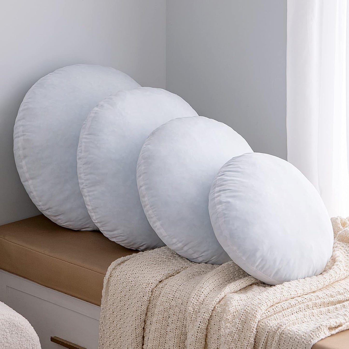 14 Inch round Pillow Insert, Floor Pillow Memory Foam Circular Cushion Decorative Throw Pillow Stuffer Lumbar Sham Forms for Couch Bed Sofa Meditation