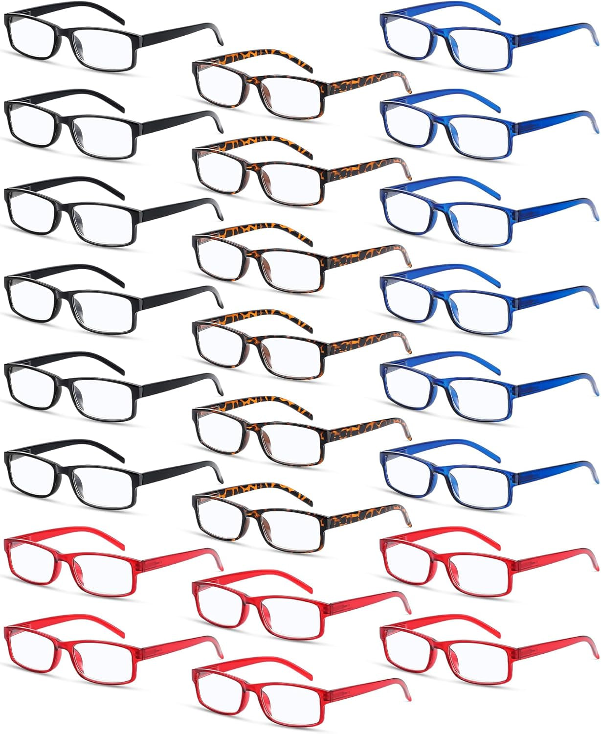 24-Pack Bulk Reading Glasses for Men and Women with Spring Hinges - Lightweight Eyewear