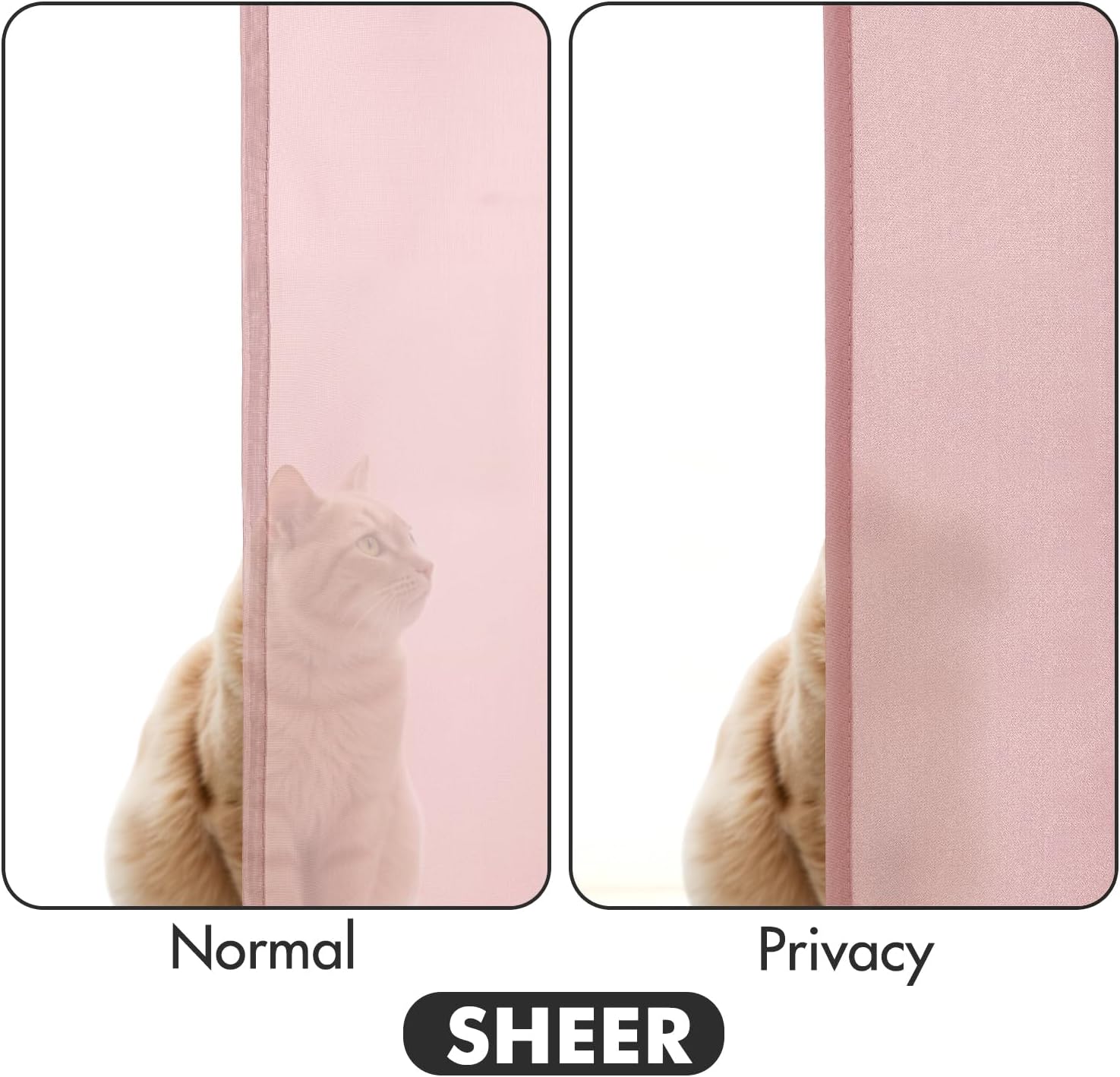 Baby Pink Privacy Sheer Curtains That Let Light in 84 Inches Long Non-See-Through Semi Sheer Curtain Light Filtering Window Curtains Drapes for Living Room Bedroom 2 Panels Set