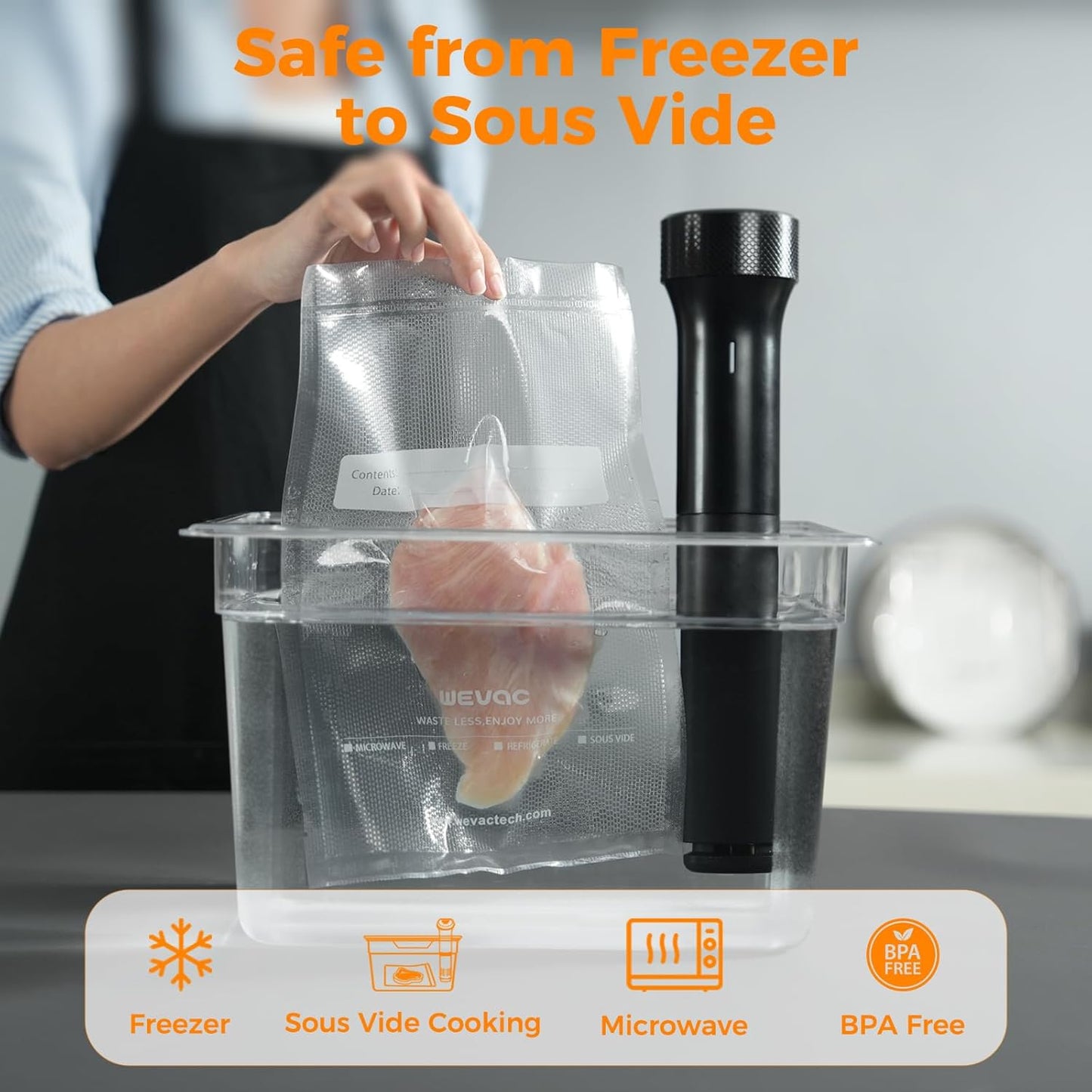 Vacuum Sealer Bags – 100 Count (6″×10″ & 8″×12″), Heavy-Duty Bpa-Free Food Storage Bags, Puncture-Resistant, Freezer & Sous Vide Safe, Compatible with All Vacuum Sealers