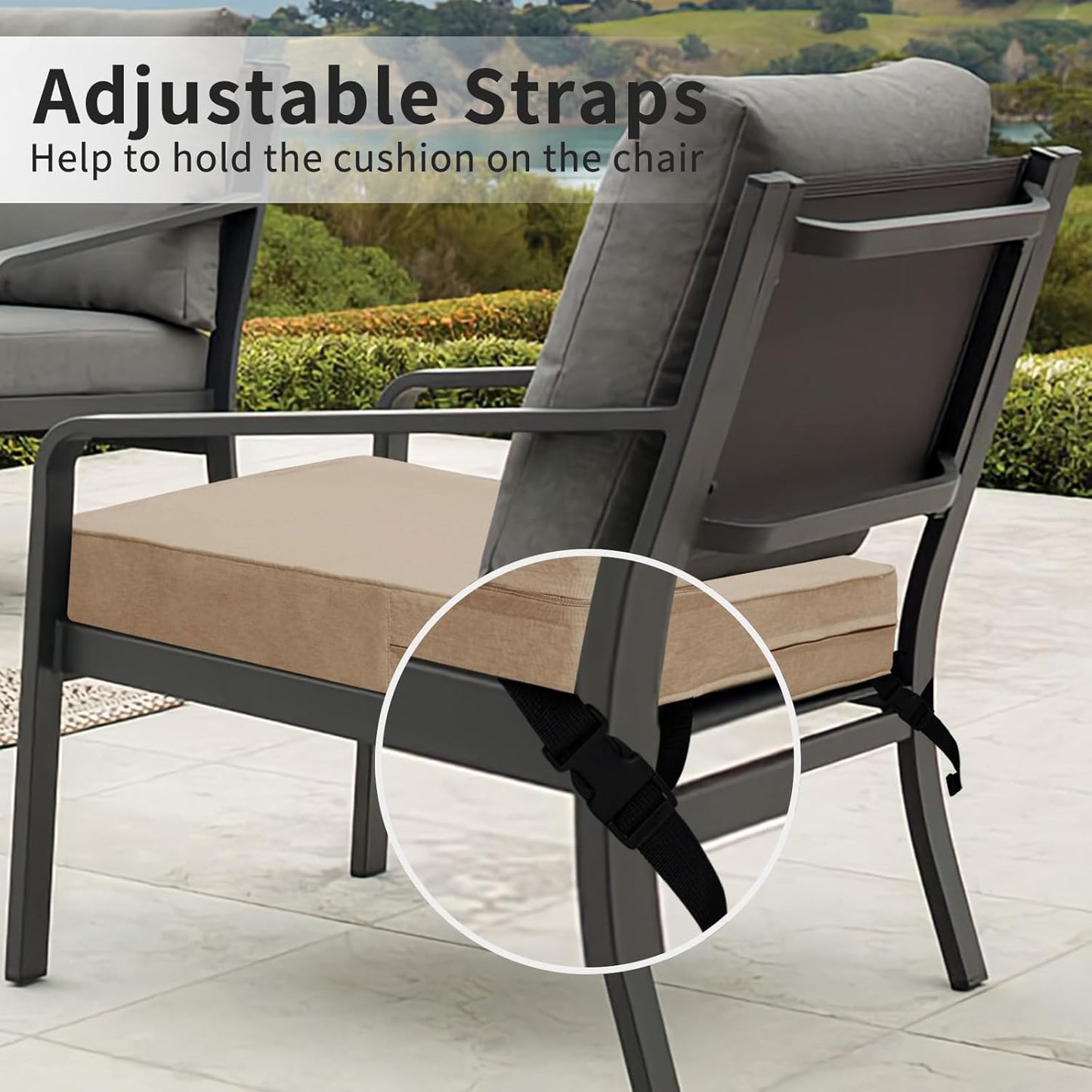 Patio Cushion Covers 24X24X4 Inch 4 Pack, Linen Look Outdoor Water Resistant Chair Seat Cushion Slipcover with Zipper for Outdoor Furniture, Covers Only! Beige