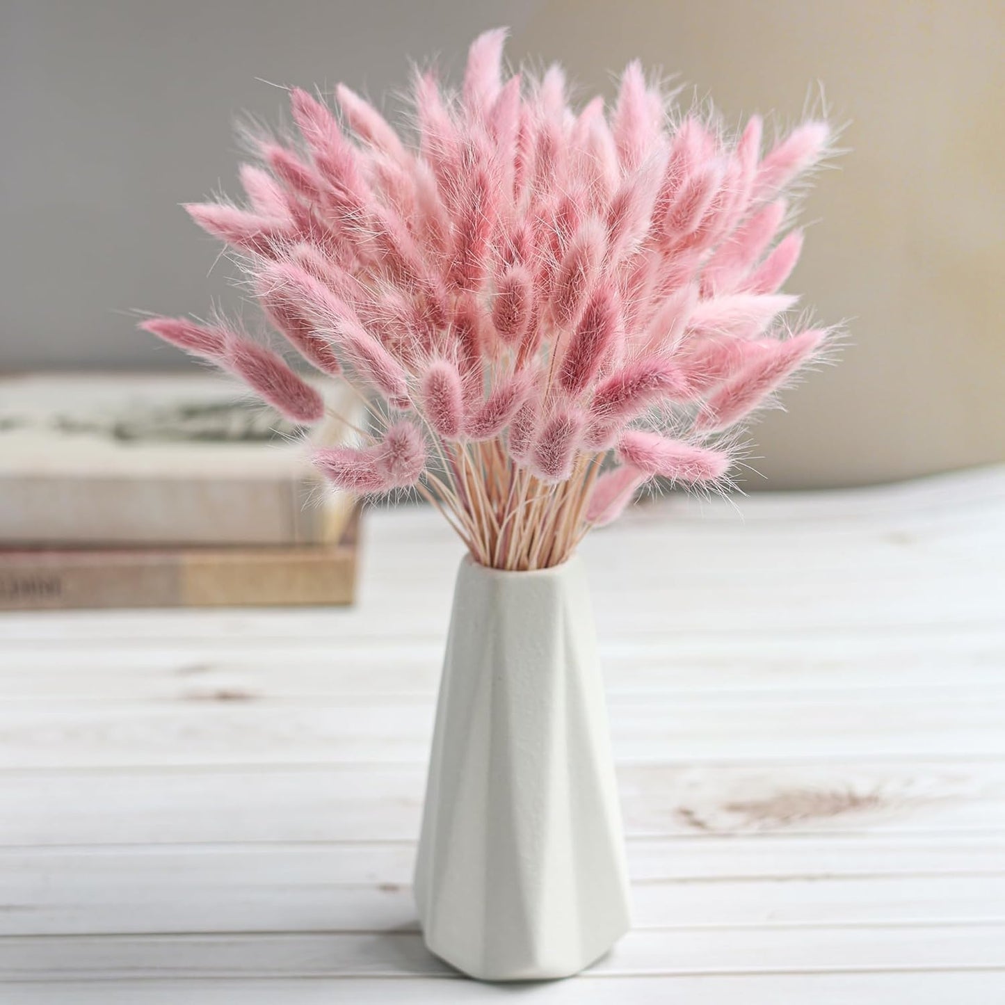 120Pcs Dried Rabbit Tails, Dusty Pink Bunny Tails, Natural Bulk Dried Flowers for DIY Bohemian Wedding Rustic Party Decorations, Garlands, Cake Decorations. (Dusty Pink)