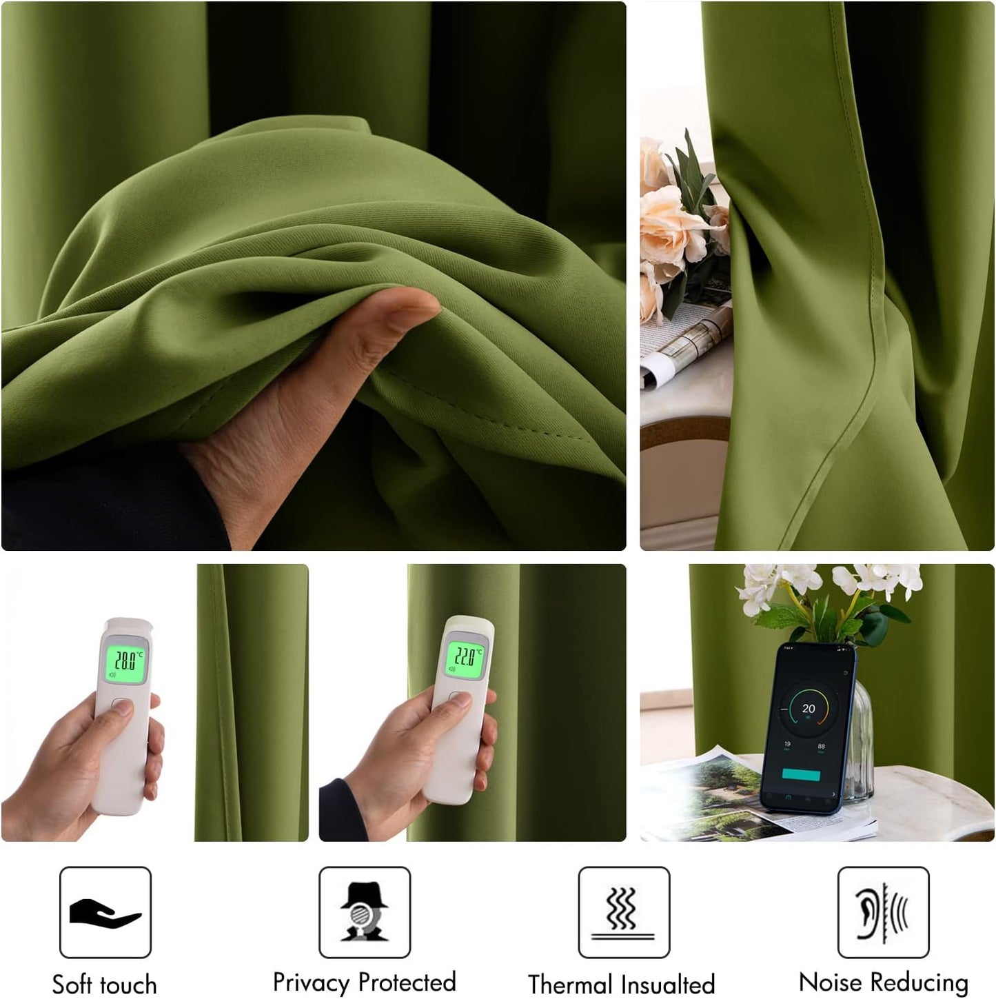 Room Divider Curtain Vertical Blinds Room Darkening Solid Wide Window Drapes Grommet Top Closet Door Curtains for Bedroom/Living Room/Patio Sliding Glass Door 1 PC 100 X 84 Inch Olive Green