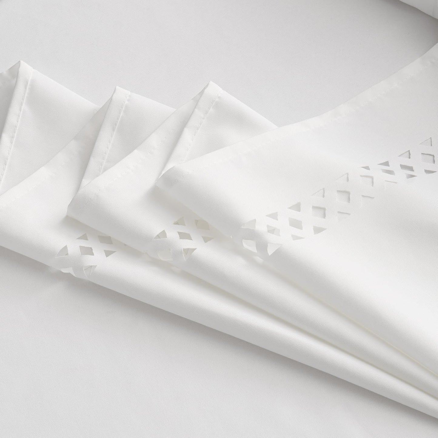 White Rectangle Linen Tablecloth with Decorative Cutouts Waterproof Stain Resistant & Shrink-Proof Table Cloth 52X70 Inch Farmhouse Style for Dining Wedding Party and Outdoor Picnics