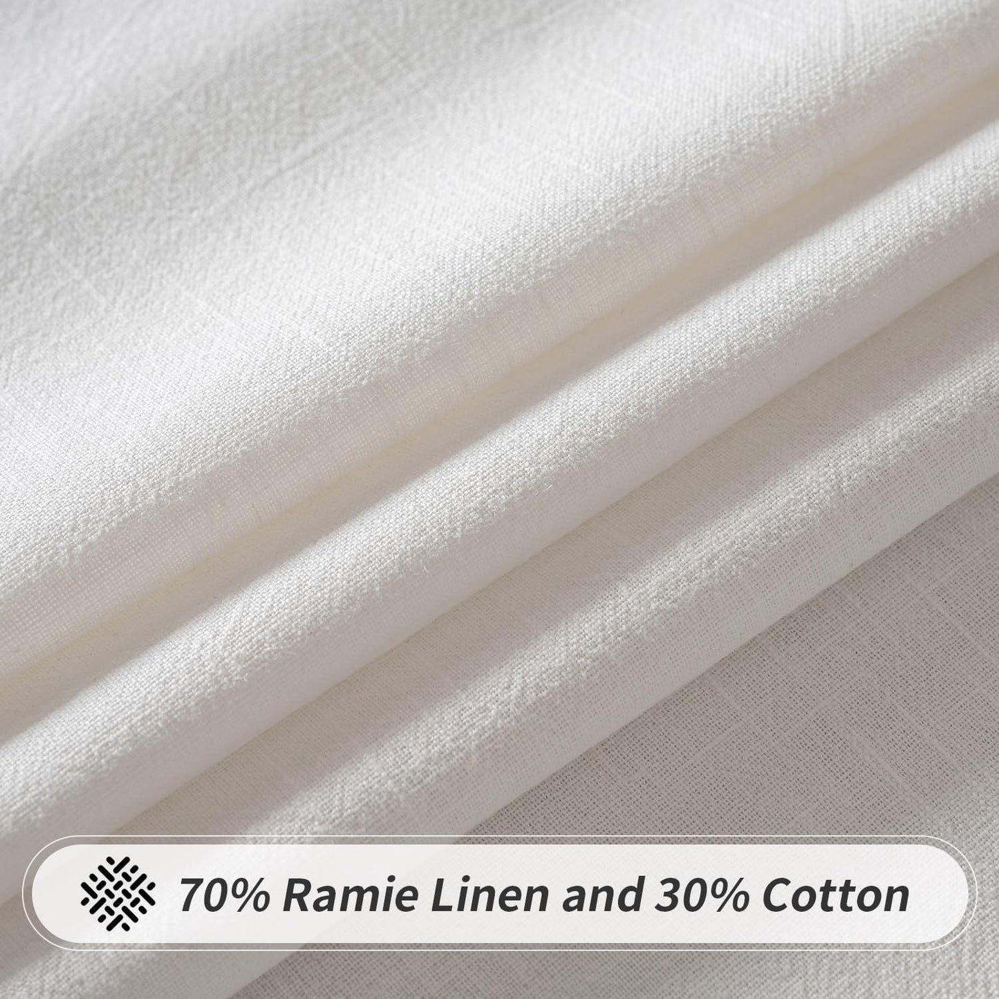 White Linen Cotton Blend Tablecloth Rectangle, Luxury Waterproof Stain Resistant Durable Farmhouse Oblong Table Cloth for Dining Party Christmas Weddings Birthday Picnic Events, 52 X 84 Inch