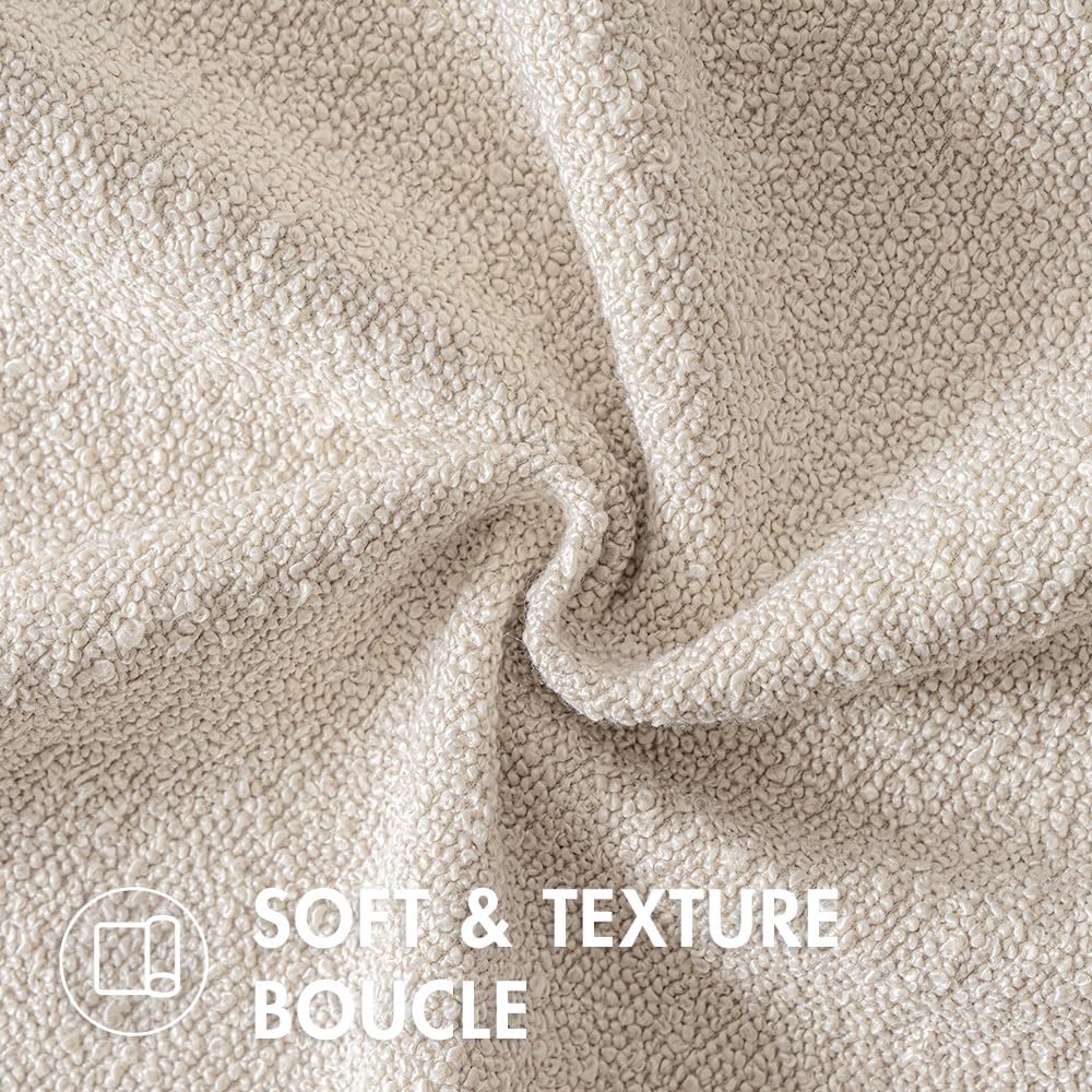18X18 Inch Decorative Pillow Covers for Couch Bed Set of 2 Textured Boucle Neutral Throw Pillows Natural Beige Accent Solid Cushion Pillowcase Cozy Soft Sofa Livingroom Home Decor