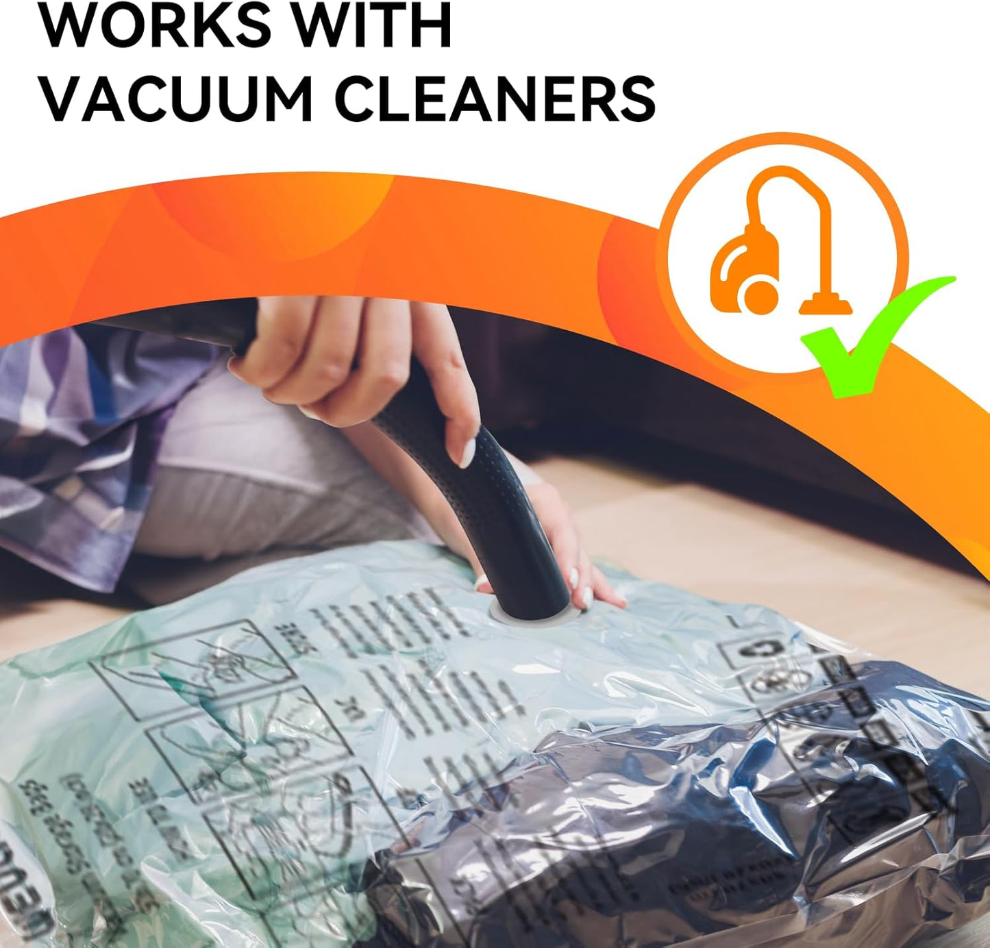 15 Pack Vacuum Storage Bags (3 Jumbo/3 Large/3 Medium/3 Small/3 Roll) | Space Saver | Rapid Vacuum | Double Zip Seal | Clip Stopper | Ideal for Clothes, Blankets Compression and Travelling
