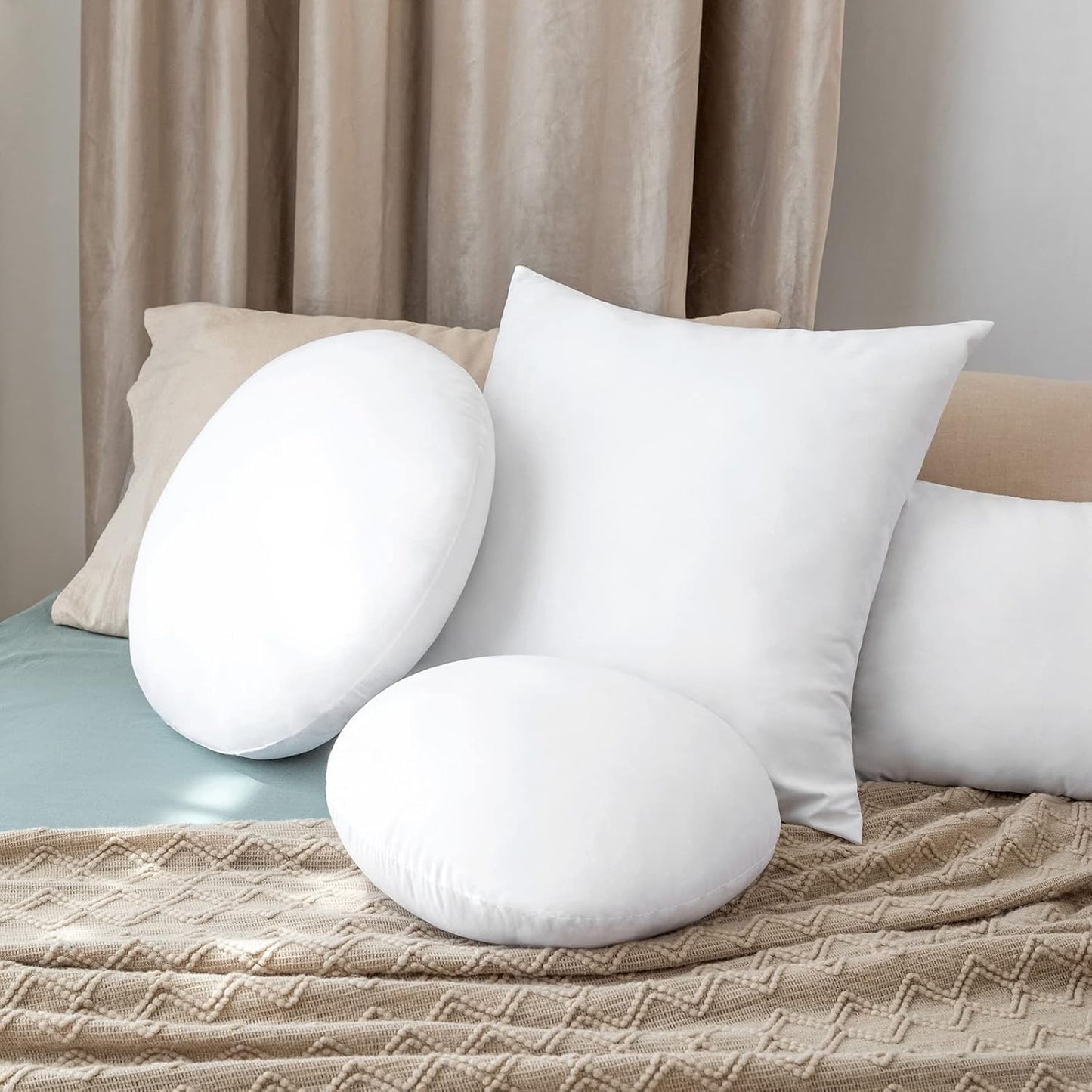 14 Inch round Throw Pillows Pillow Insert, Floor Pillow Form Stuffer Sham for Decorative Cushion Bed Couch Sofa Wedding