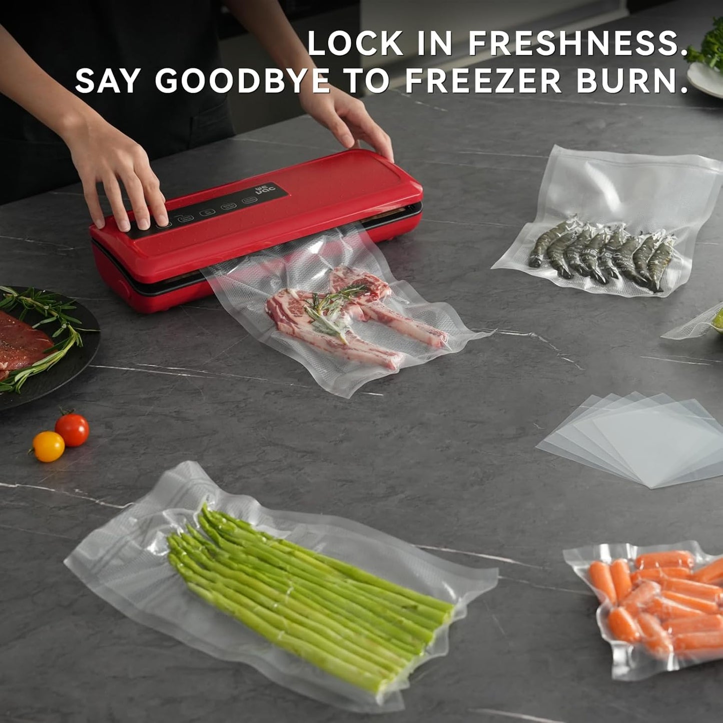 8" X 20' and 11" X 20' Vacuum Sealer Roll, 6 Pack-Ideal for Food Storage, Sous Vide, and Meal Prep, Keep Food Fresh and Nutrients, Lite