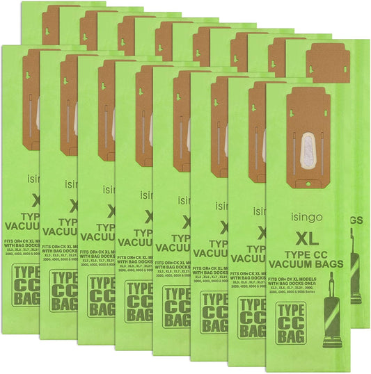 16-Pack Replacement Vacuum Bags for Oreck Type CC - Compatible with Oreck XL Upright Vacuum Cleaners (Models XL, XL2, XL7, XL21) - Replaces Part #CCPK8, CCPK8DW, Green