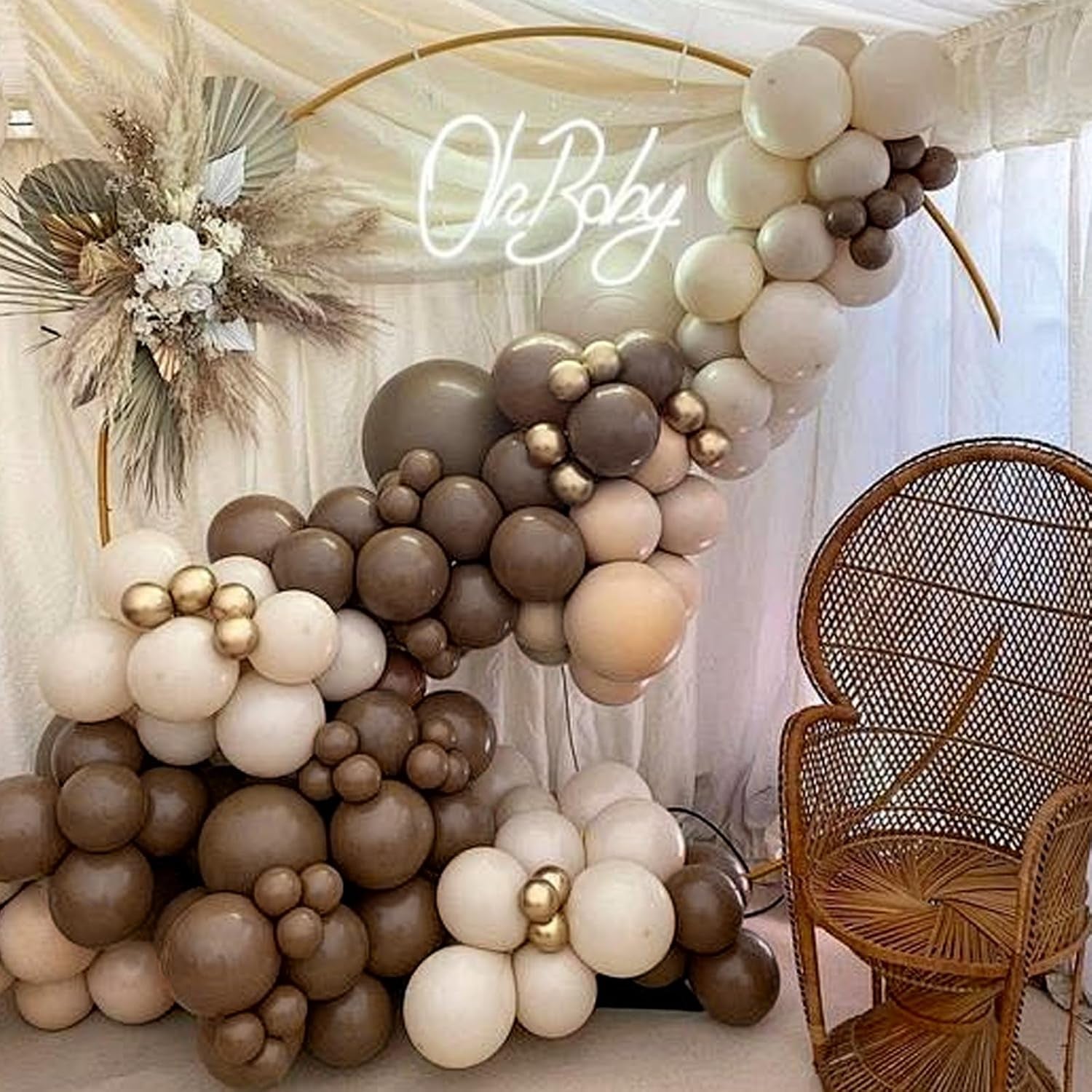 110Pcs Brown Balloons, 18 12 10 5 Inch Brown Balloons Different Sizes Balloon Garland for Netural Baby Shower Woodland Jungle Safari Birthday Party Decorations