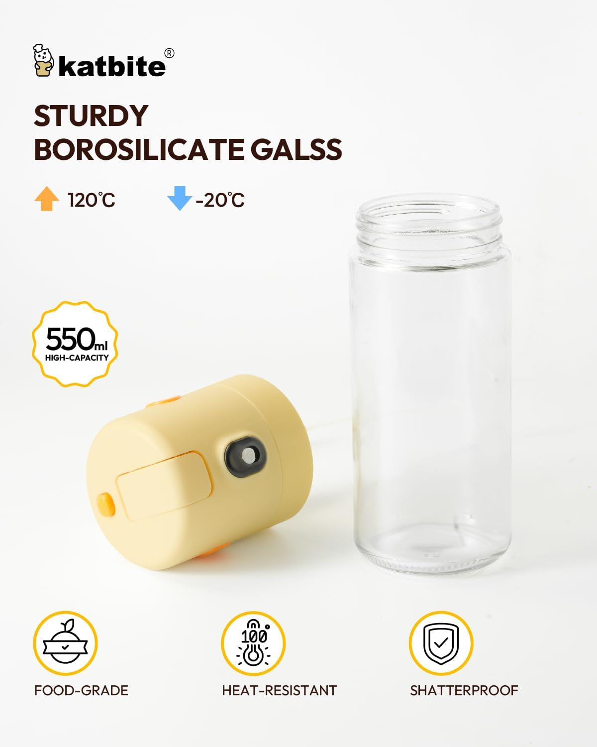 2 in 1 Oil Sprayer & Pour for Cooking, 18.6 Oz(550Ml) Glass Olive Oil Dispenser Bottle, One-Touch Open Lid, Non-Drip Leak-Proof Design, Fine Mist(0.5G/Spray) for Air Fryer, Salad, Yellow