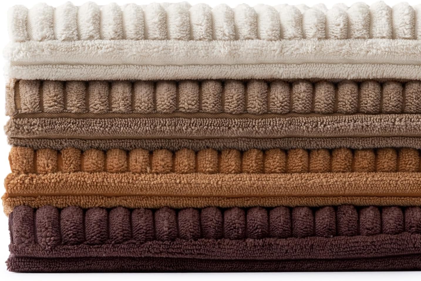 Brown Throw Pillow Covers 18X18 Inch Set of 4 Boho Farmhouse Cushion Cases Neutral Gradient Corduroy Pillow Cases with Invisible Zipper Patchwork Home Decor for Couch Sofa Bed