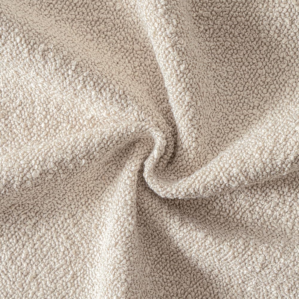 18X18 Inch Decorative Pillow Covers for Couch Bed Set of 2 Textured Boucle Neutral Throw Pillows Oatmeal Accent Solid Cushion Pillowcase Cozy Soft Sofa Livingroom Home Decor
