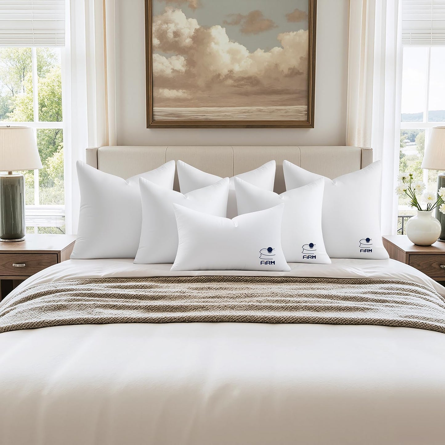 12X20 Throw Pillow Inserts Set of 2, High Support Decorative Pillow Forms for Bed and Couch, 100% Virgin Fiber Filling