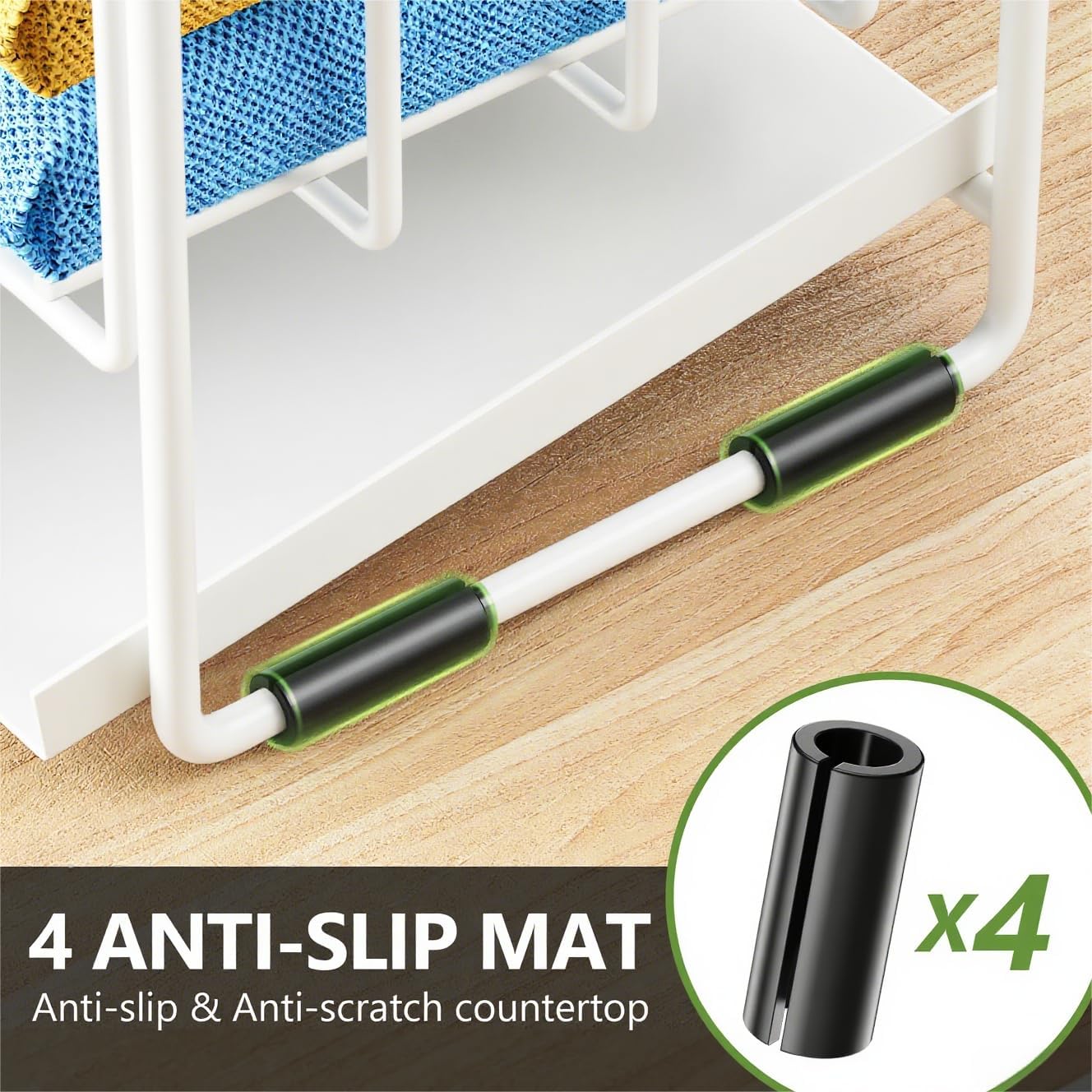 White 2-Tier Kitchen Sink Caddy Organzier Rack with Flexible Dish Brush Holder, Sponge Holder for Kitchen Sink Countertop Organization Storage,Home Decor Accessories
