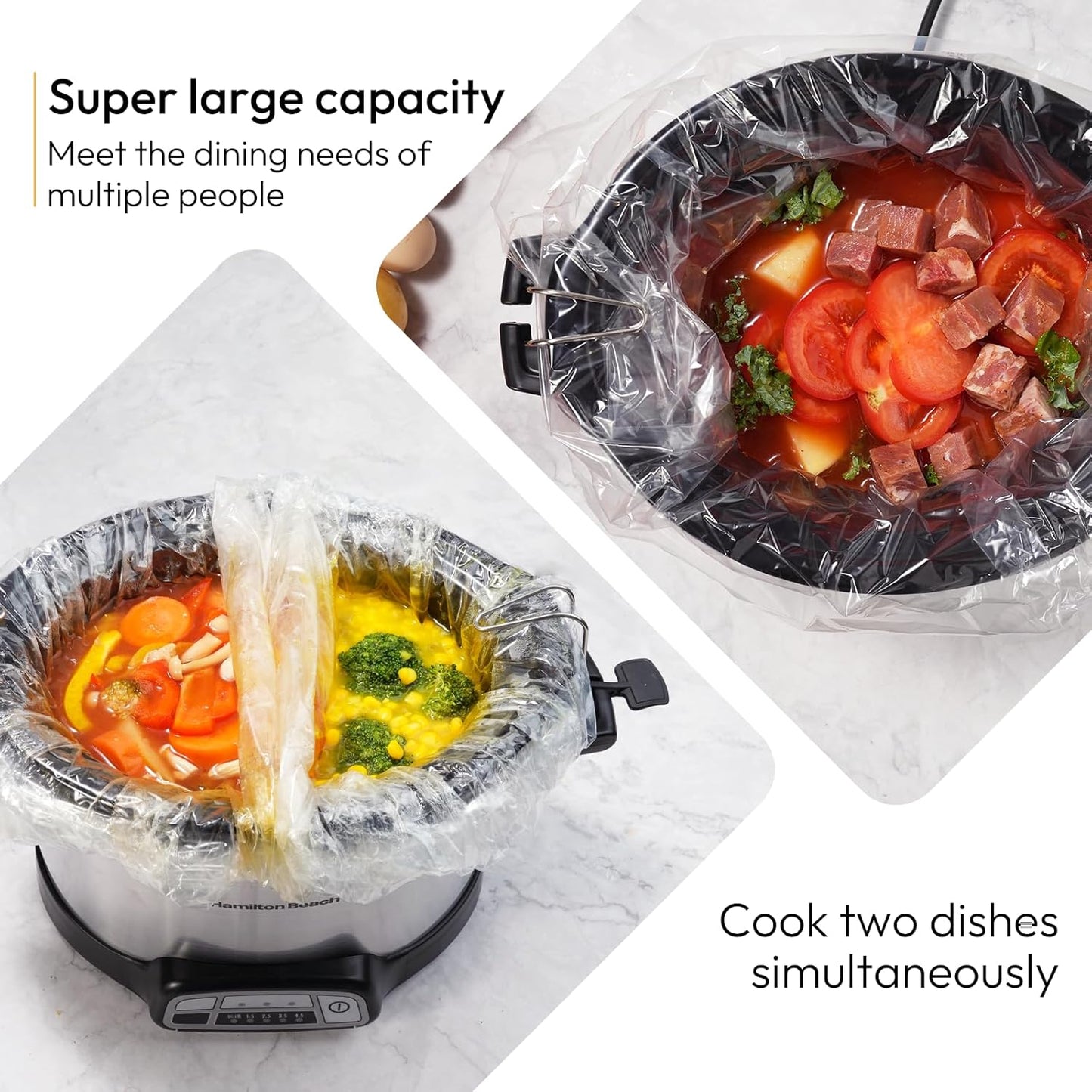 Crock Pot Liners, Heavy Duty Pop-Up Slow Cooker Liners, 13" X 21" Large Size Disposable Cooking Bags, Regular (Fits 3-8.5 Quarts) Suitable for Oval & round & Retangular Crock Pot, 25 Count