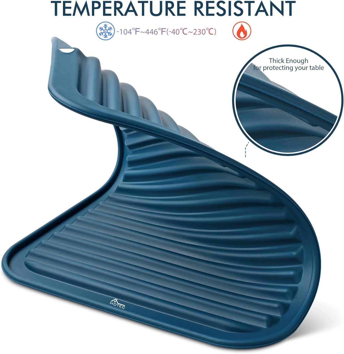 BPA Free Silicone Trivets for Hot Pots and Pans, 446℉ Heat Resistant for Kitchen Counter Dish Drying Mat, Set of 2 Classic Blue