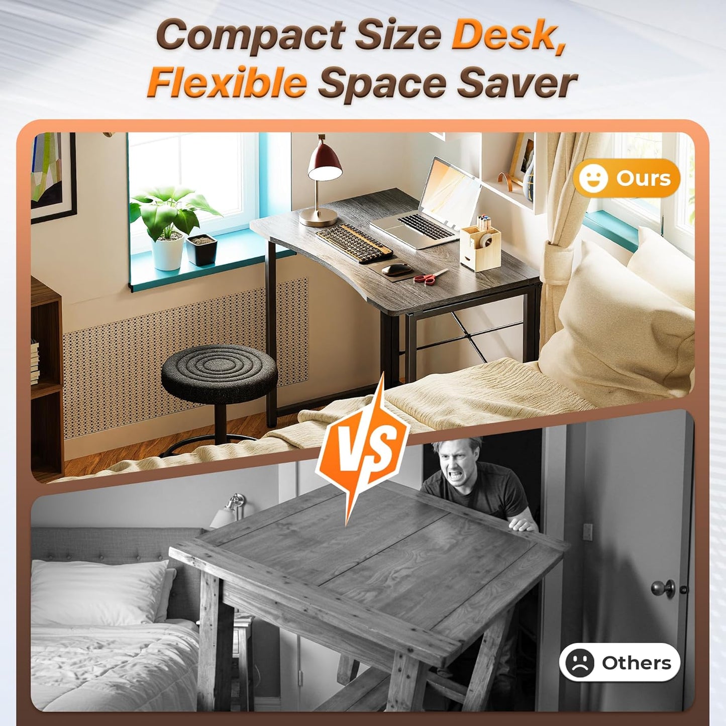 Compact Folding Desk for Small Spaces, 31.5 Inch Portable Computer Table for Home Office, Study, Bedroom, and Dorm, Space-Saving Design, Easy to Fold, Grey