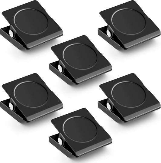 6 Pack Magnetic Clips for Refrigerator, Black Magnet Clips for Fridge, Refrigerator Magnets, Strong Magnetic Clip,Scratch Free Magnets with Clip for Refrigerator, Whiteboard, Cruise, Locker