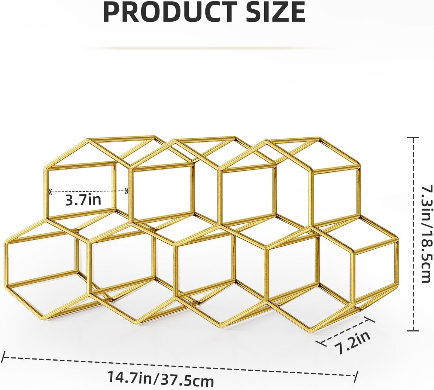 Small Gold Wine Rack 9 Bottle Holder Countertop - No Need Assembly Modern Metal Wire Wine Storage for Counter Top Table Top Coffee Bar Kitchen