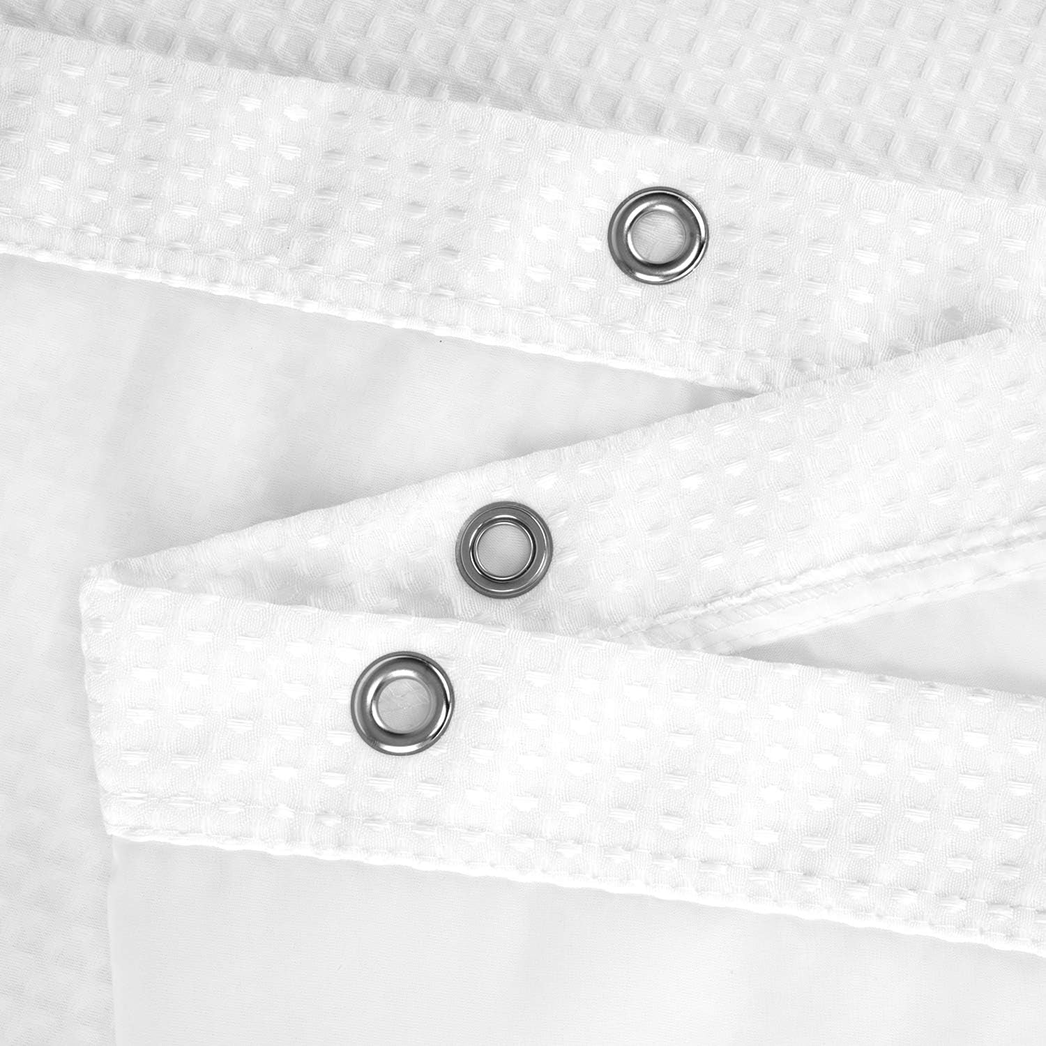 Stall Waffle Weave Shower Curtain with Snap-In Fabric Liner & Hooks Set - 36" X 72" Small Shower Stall Size, Hotel Style & Mesh Top Window, Machine Washable - 36X72, White