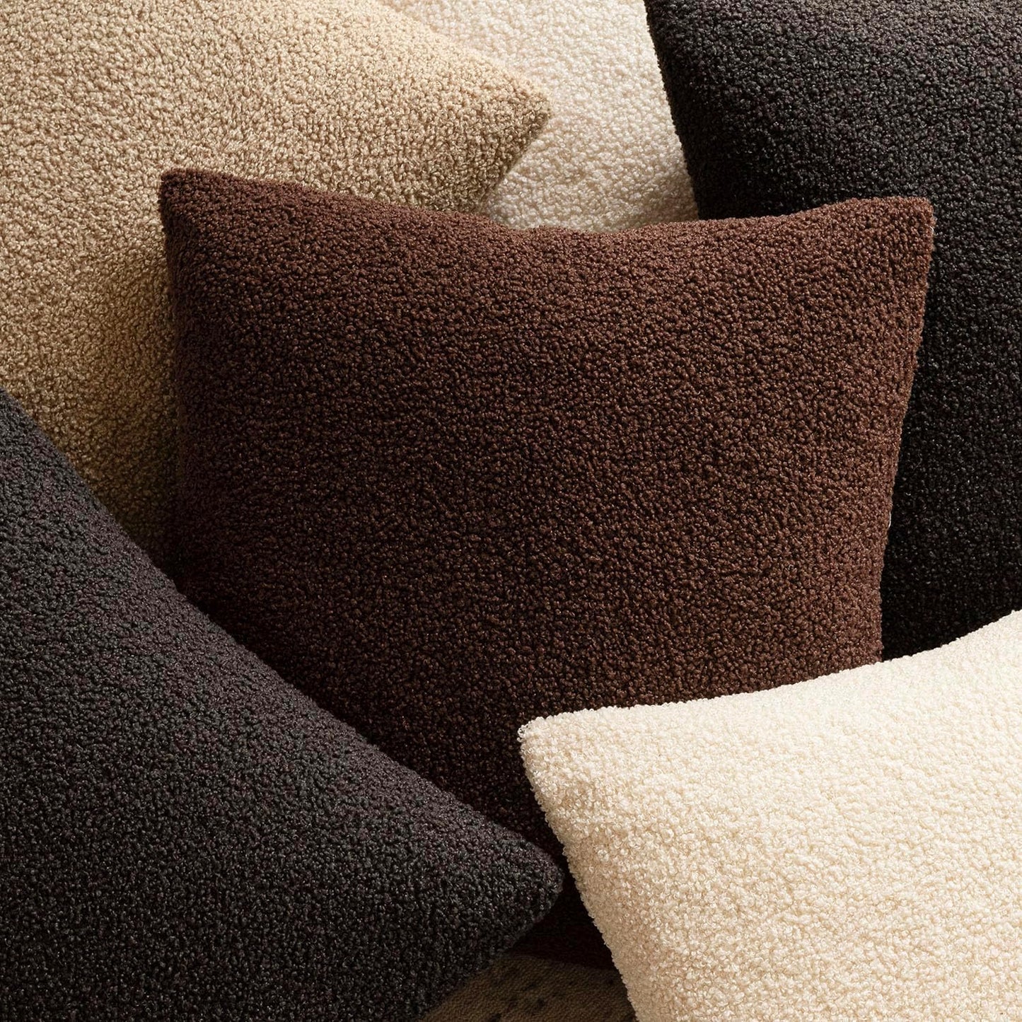 Pack of 2, Curly Faux Fur Decorative Throw Pillow Covers Soft Neutral Plush Cushion Case with Zipper Cozy Pillowcase for Home Living Room Couch Bed Sofa 16 X 16 Inch,Dark Gray