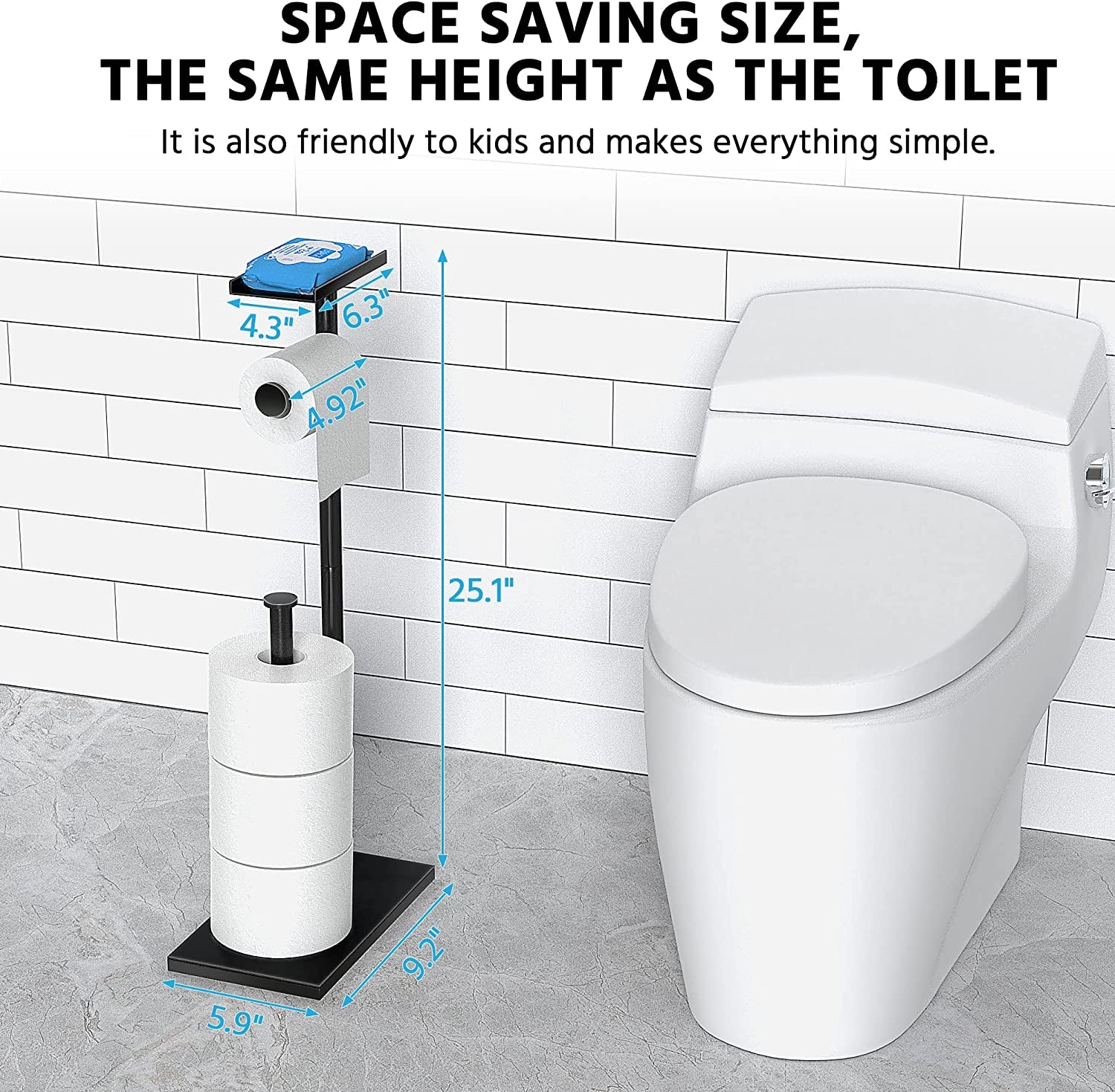 Black Toilet Paper Holder Stand with Phone Shelf, Bathroom Toliet Decor Decoration. Tissue Roll Free Standing Storage, Rv Accessories, Apartment Restroom Household Home Essentials