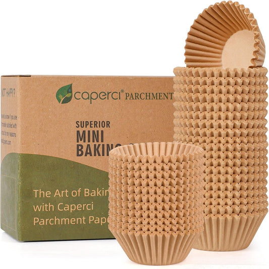 Parchment 400Pcs Mini Cupcake Liners for Baking - Natural Paper Muffin Liners for Mini Muffin Pan, Balanced Non-Stick/Excellent Grease-Proof, No Smell, Food Grade (Natural)