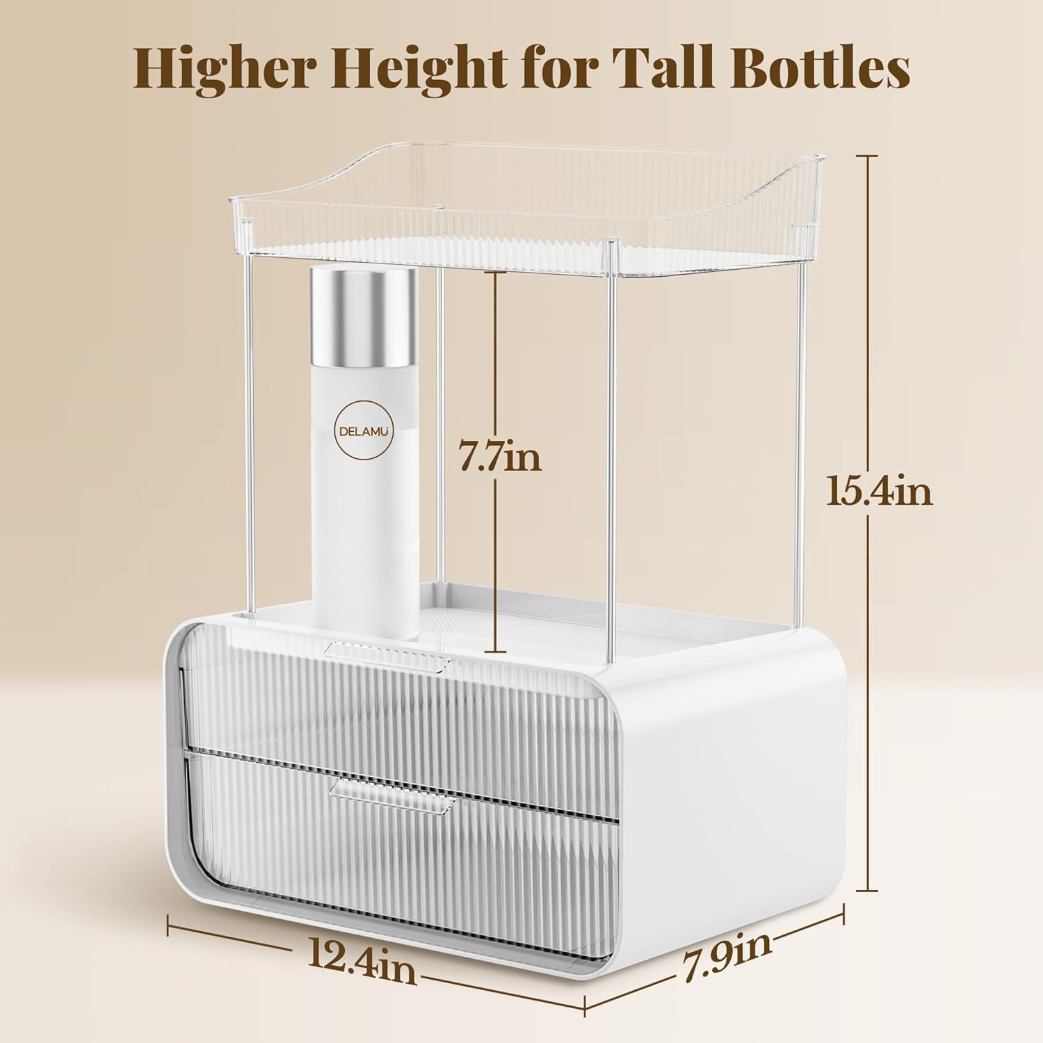 Bathroom Counter Organizer 2-Drawers 2-Tier Acrylic Makeup Organizer for Vanity Countertop, Skincare Perfume Storage, Easy Assembly, Ideal Gift for Women, Bath Linen Sets, Clear