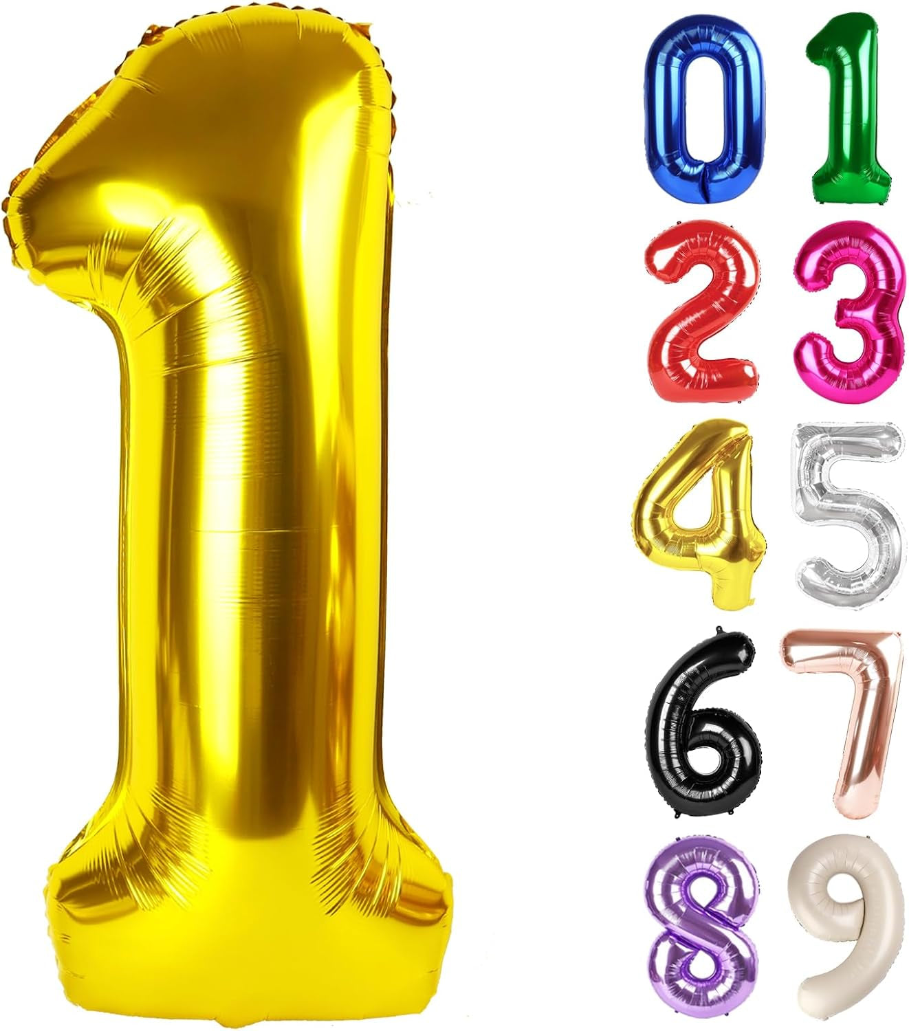 1 Balloon - Gold Birthday Number Balloons, 40 Inch Large Foil Balloons for Men Women Boys Girls Gold Themed Birthday Decorations
