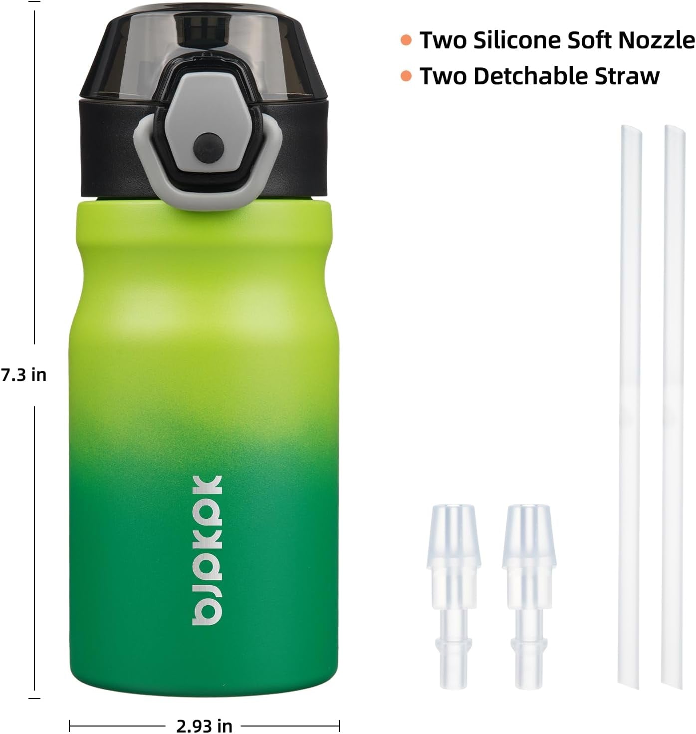 14Oz Insulated Water Bottle with Straw Stainless Steel Double Wall Water Bottles BPA Free Leak Proof Thermo with Lockable Flip Lid and Soft Silicone Spout,Bamboo Grove