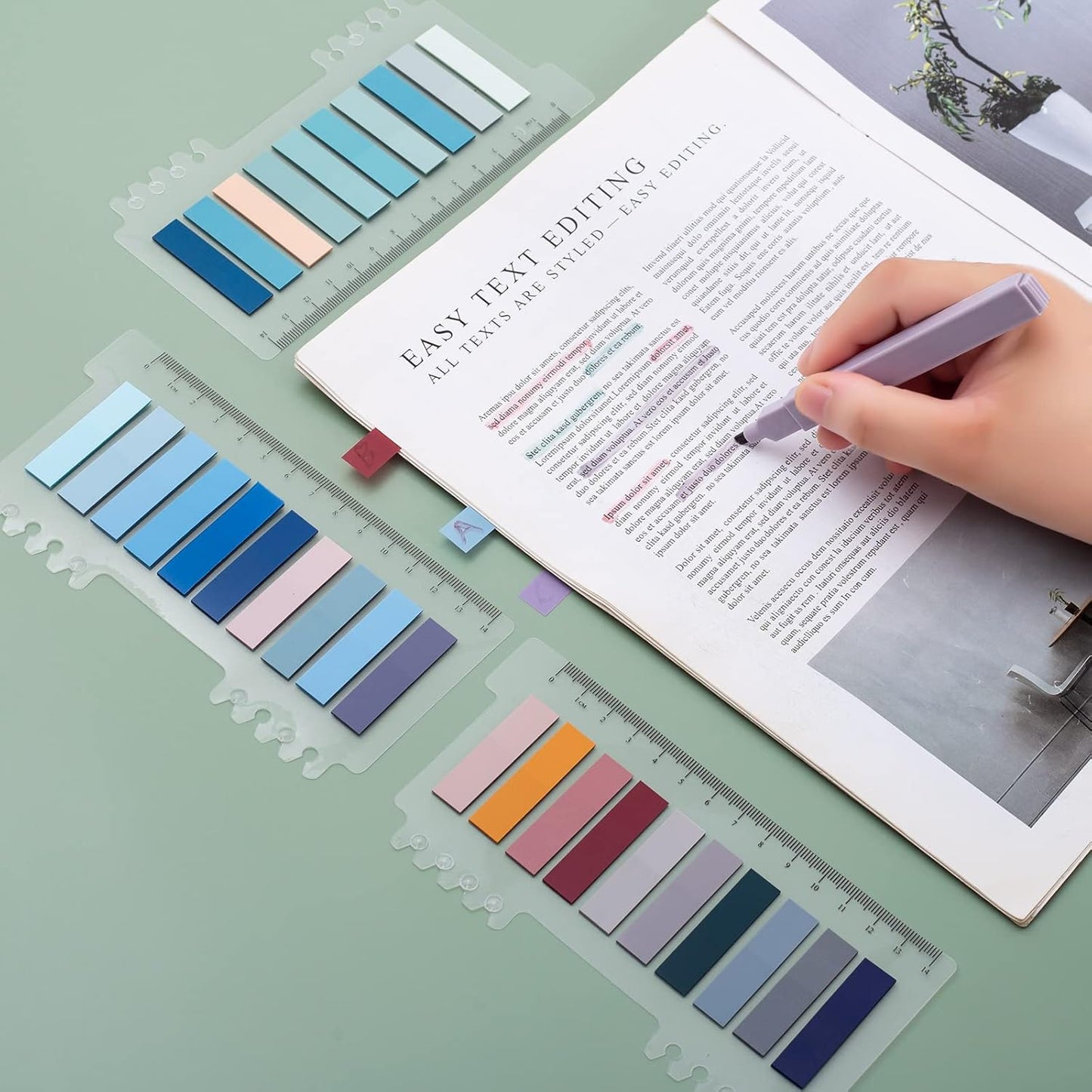 Sticky Book Tabs with Highlighers, 800 PCS Annotation Tabs for Annotating Books, Moran and Di Writable Page Flags Marker, Sticky Notes Index Tabs for Files Classification, 6 PCS Highlighters