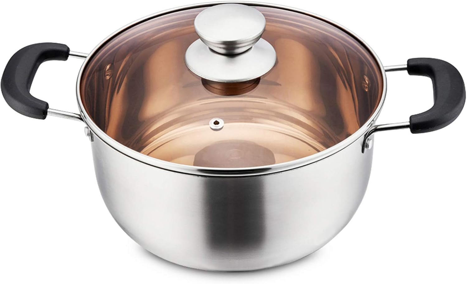 Stockpot with Lid, Stainless Steel Cooking Stock Pot for Soup, Heat-Proof Double Handles with Visible Lid, Dishwasher Safe & Healthy, 4 Qt
