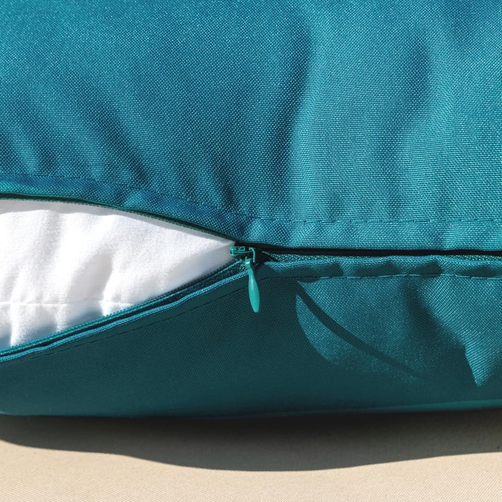 Pack of 2 Decorative Outdoor Waterproof Pillow Covers Square Garden Cushion Sham Throw Pillowcase Shell for Spring Patio Tent Couch 16X16 Inch Deep Blue