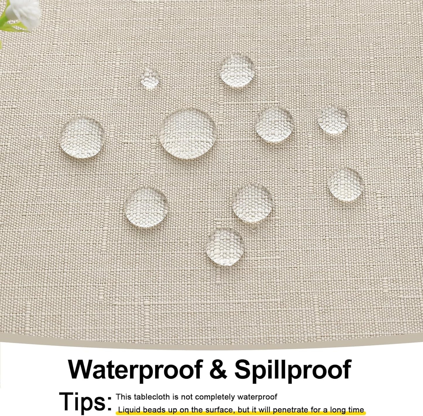 Rectangle Table Cloth Linen Textured, Waterproof Spillproof Anti-Wrinkle Burlap Tablecloth, Washable Decorative Fabric Table Cover for Dining, Party, Banquet, 52 X 70 Inch, Beige