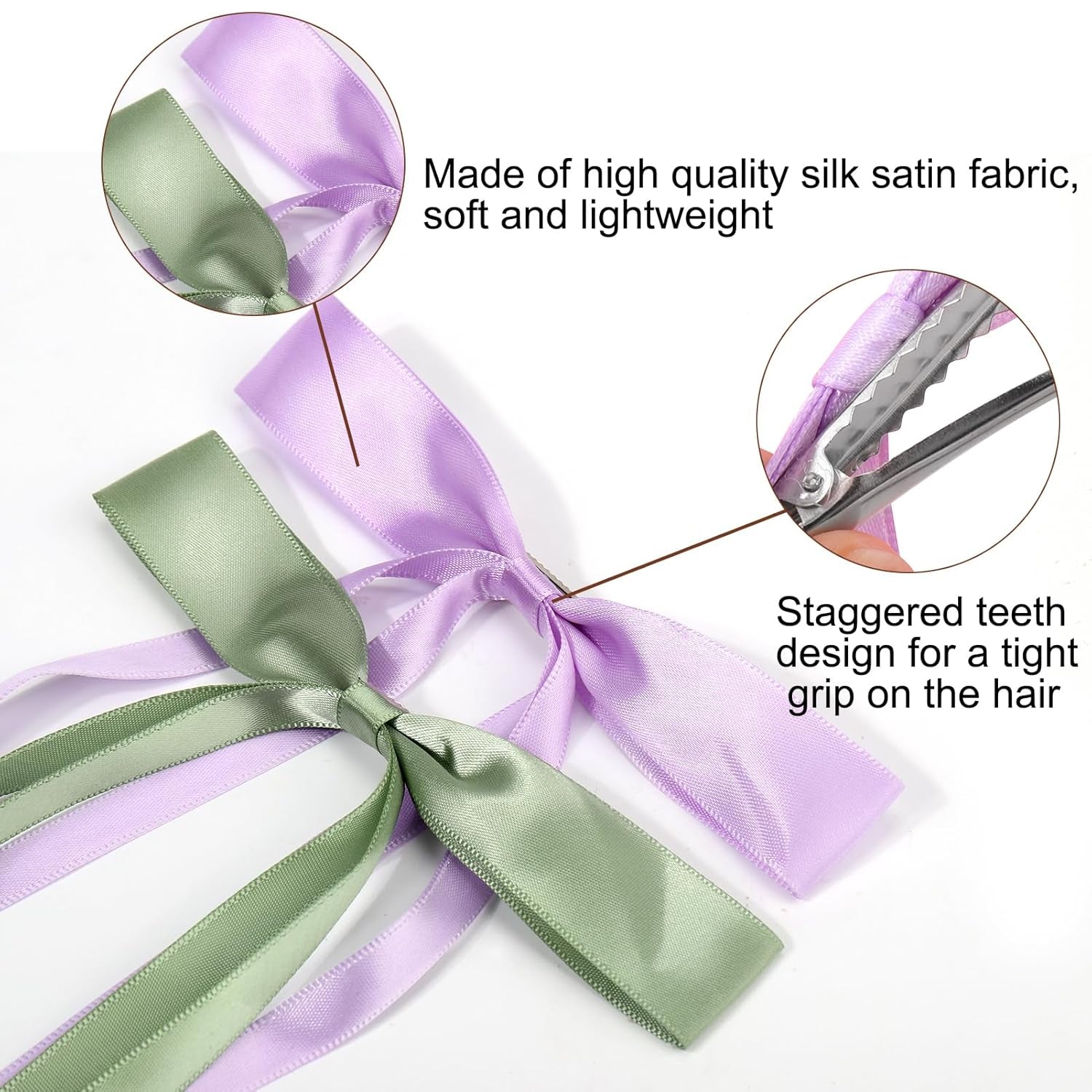 Hair Bows for Women,10 PCS Large Bow Hair Clips Tassel Ribbon Bowknot with Long Tail,Ribbon Hair Bows Barrettes for Thick Thin Hair,Nonslip Hair Accessories Christmas Birthday Gifts