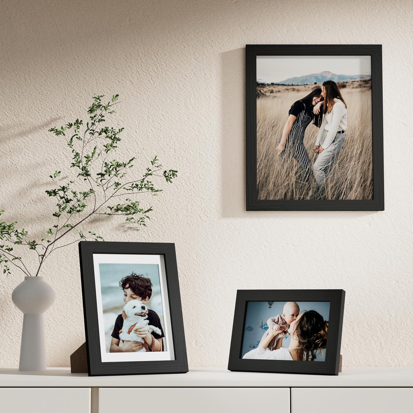 10 Pack Picture Frames Collage Wall Decor, Gallery Wall Frame Set for Wall or Tabletop Display, Engineered Wood and Shatter-Resistant Plexiglass, Multi Sizes with 8X10, 5X7, 4X6 Frames, Black