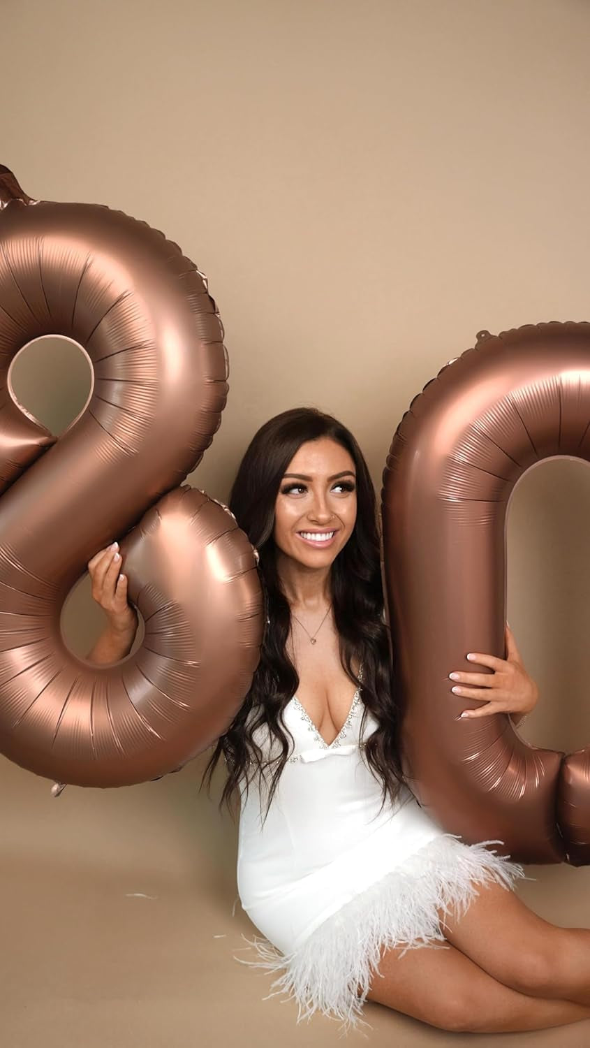 Dark Brown Number Balloon 40 Inch, Coffee Brown 0 Number Balloons, 10 20 30 40 50 Numbers Balloon Chocolate Brown Birthday Decorations Party Supplies for Women Men