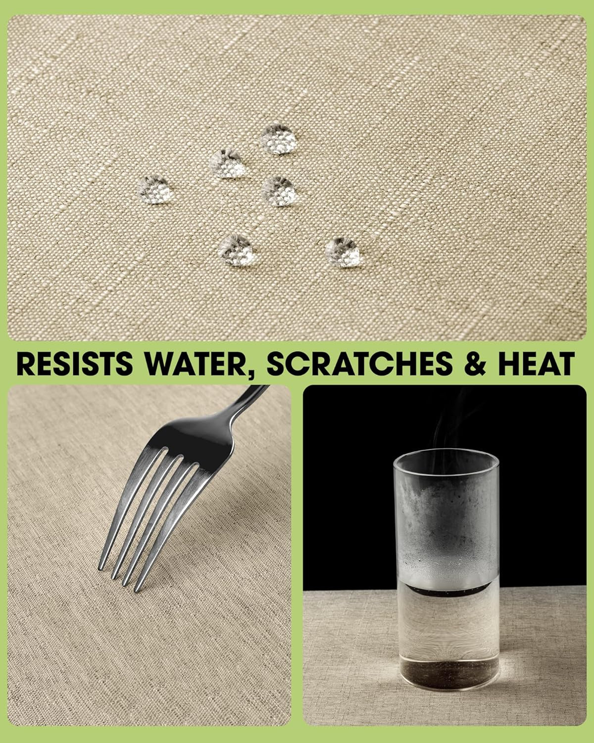 Rectangle Linen Tablecloth Waterproof & Stain Resistant, Wrinkle-Free Table Cloth Adds Elegance and Protection, Ideal for Dining, Party, Wedding and Outdoor, 52 X 70 Inch, Beige
