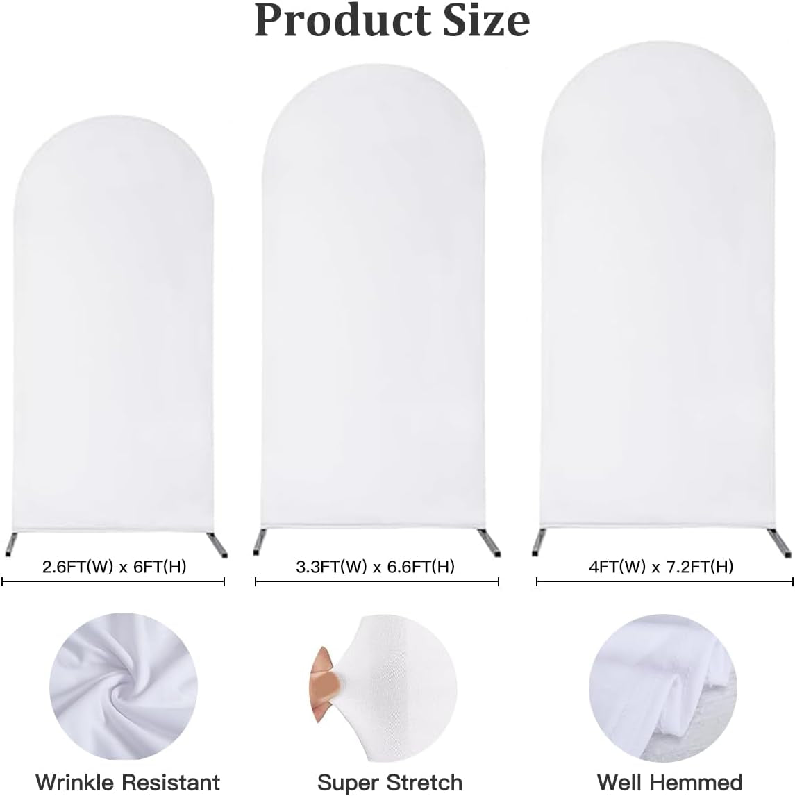White Wedding Arch Backdrop Cover Spandex 6FT Fitted Stretchy Chiara Arches Stand Covers for Birthday Party Bridal Baby Shower Ceremony Banquet Decoration