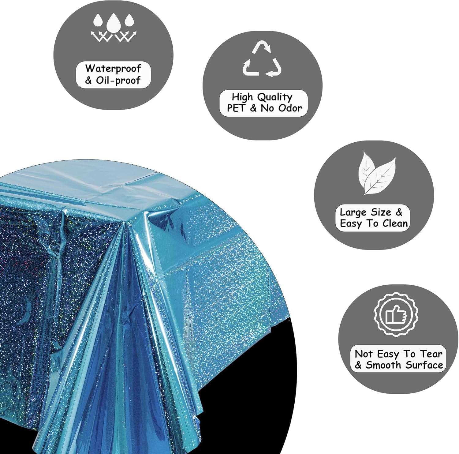 Blue Party Table Cover Decoration Tablecloth for Frozen/Winter Onederland/Under Sea/Ocean Theme Party Decorations Rectangle Tablecover with 54'' X 108'' - 2 Packs