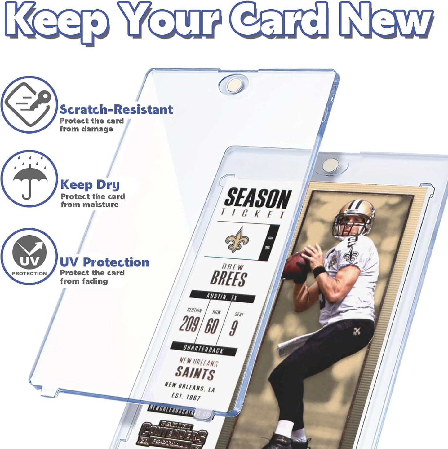 200Ct Magnetic Card Holder for Trading Cards,35Pt One Touch Card Holder,Uv Protectors Hard Plastic,Display Card Case,Baseball Cards Holder for Sports,Football,Game,Mtg (200 Pack)