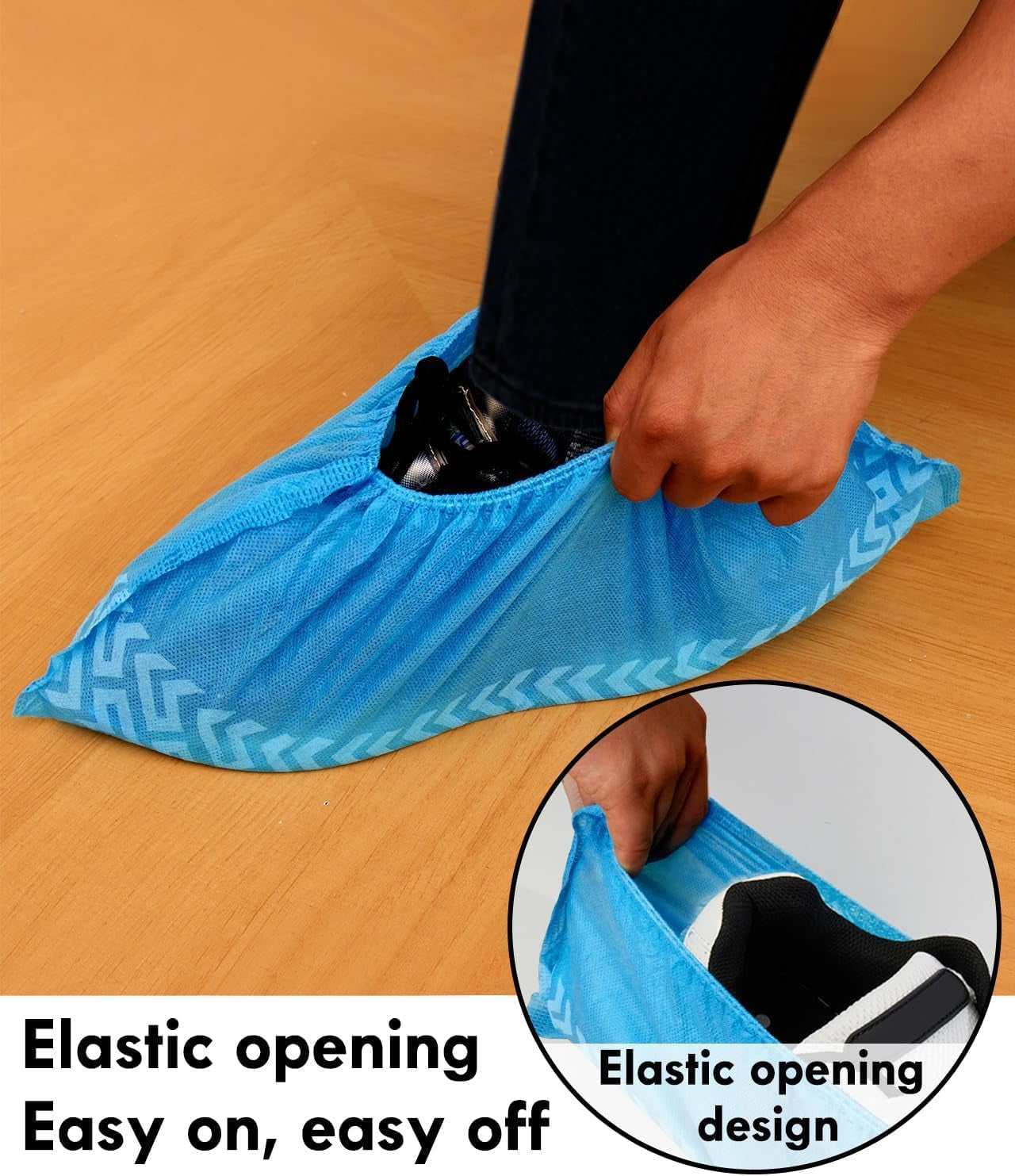 Shoe Covers Disposable Non-Slip,Durable & Recyclable Booties for Shoes Covers,Foot Covers for Shoes Disposable,Stretchable Fits up to Size 13 US Men,X-Large 50 Count