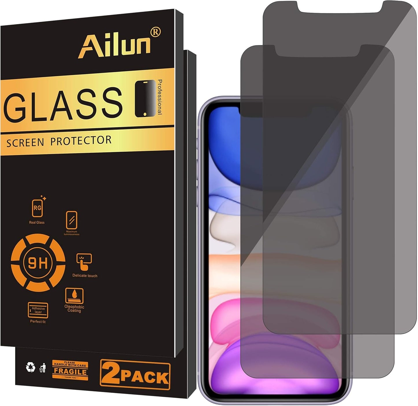 Glass Screen Protector Compatible for Iphone 11/Iphone XR, 6.1 Inch 3 Pack and Privacy Screen Protector Compatible for Iphone 11/Iphone XR 6.1Inch 2 Pack