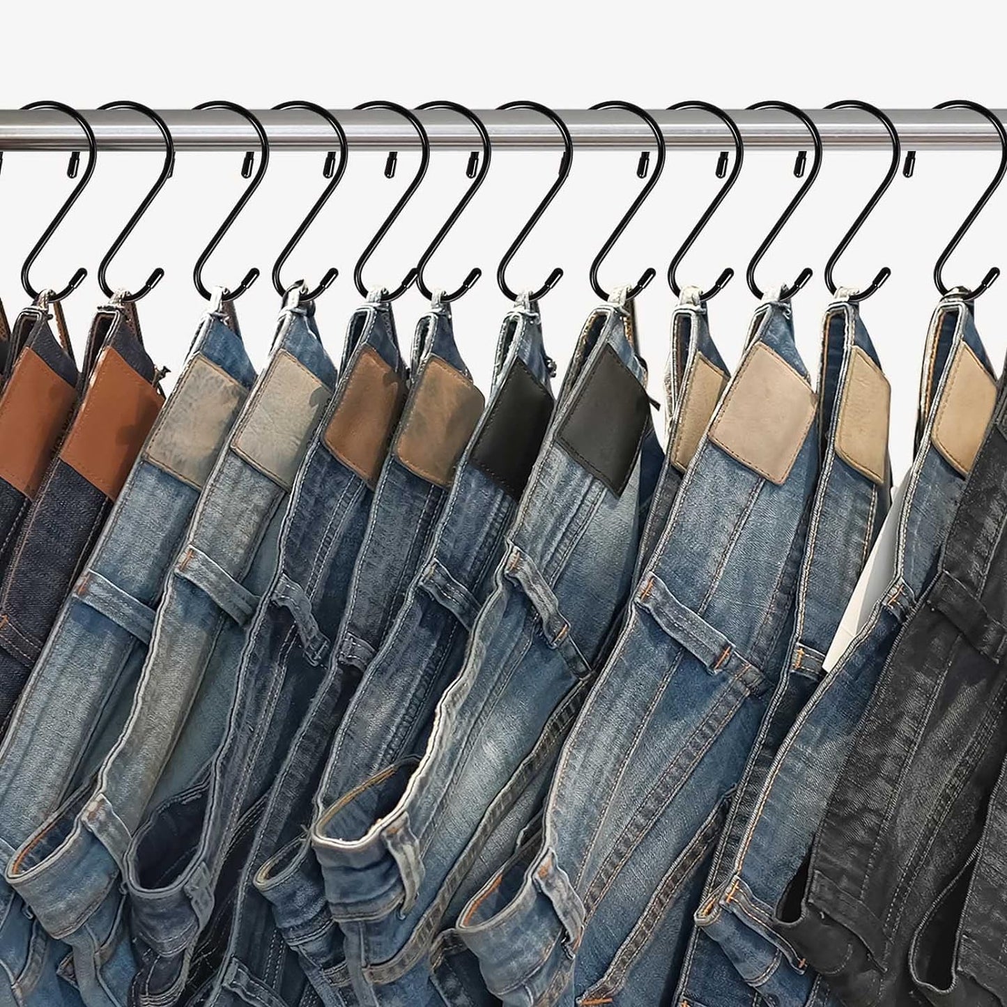 12-Pack Heavy-Duty 6-Inch Vinyl-Coated S Hooks for Versatile Hanging Solutions - Non-Slip Steel Hangers for Plants, Clothing, and Kitchenware