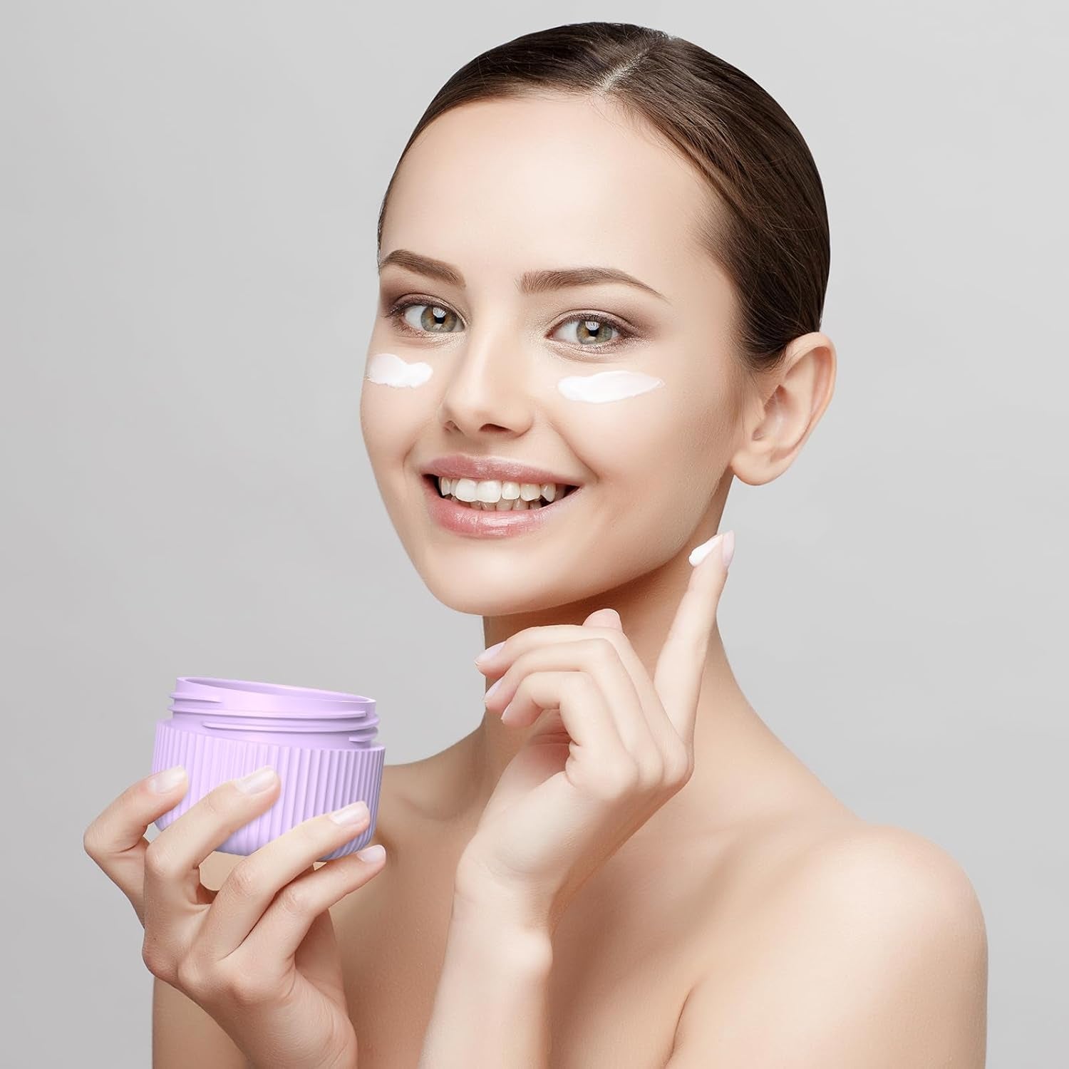 Travel Containers for Toiletries, TSA Approved 1.5 Oz Silicone Cream Jars, Leak-Proof Journey Containers, Trip Accessories with Lid for Cosmetic Face Hand 4 Pack White Lid - Bright