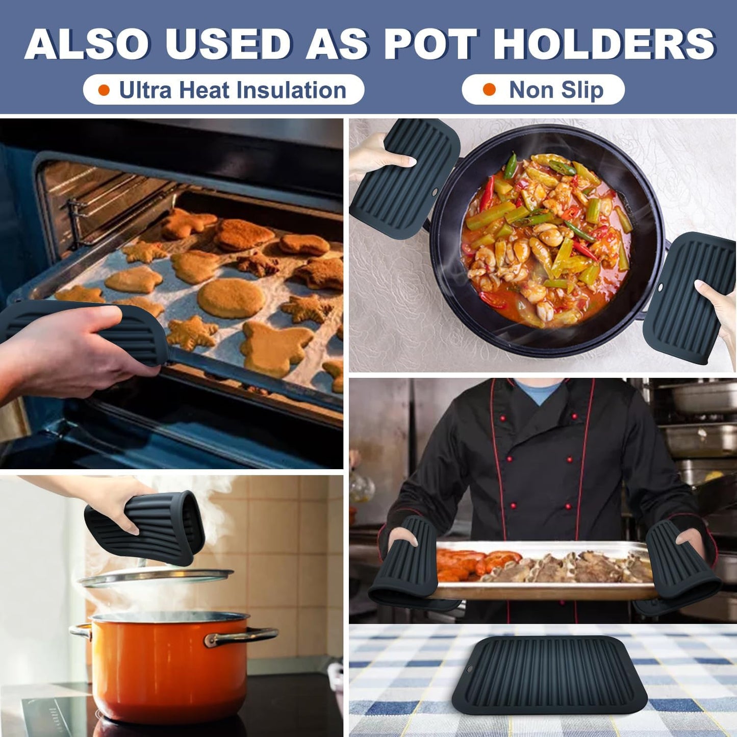 Silicone Trivets for Hot Pots and Pans - Heat Resistant Hot Pads for Kitchen Counter- Multi-Purpose & Versatile Trivet Mat - Long-Lasting & Flexible Silicone Hot Pad