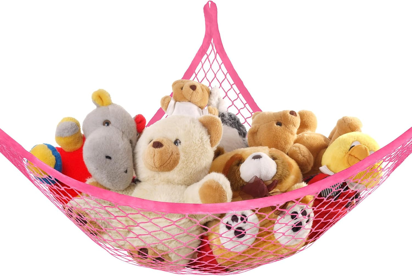 Stuffed Animal Net Hammock for Plushie Toys, Stuffed Animal Hammock Corner for Kids' Room Decor, Ideas for Organizing Stuffy Collection, 2 Pack, Pink